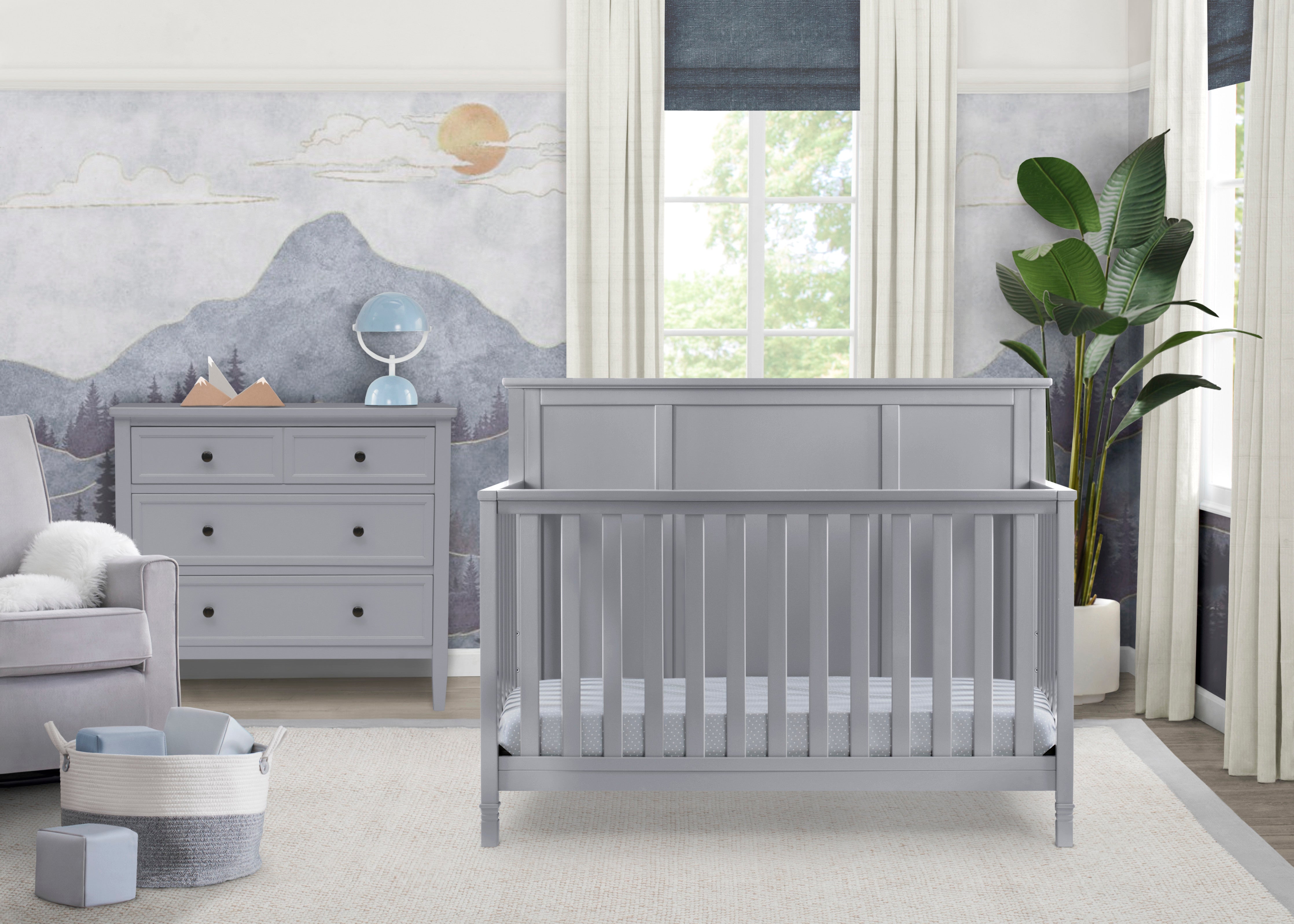 4-in-1 Convertible Baby Crib - Toddler Bed with Mattress | Nursery Furniture for Boys & Girls | Perfect for Small Spaces & Growing Families