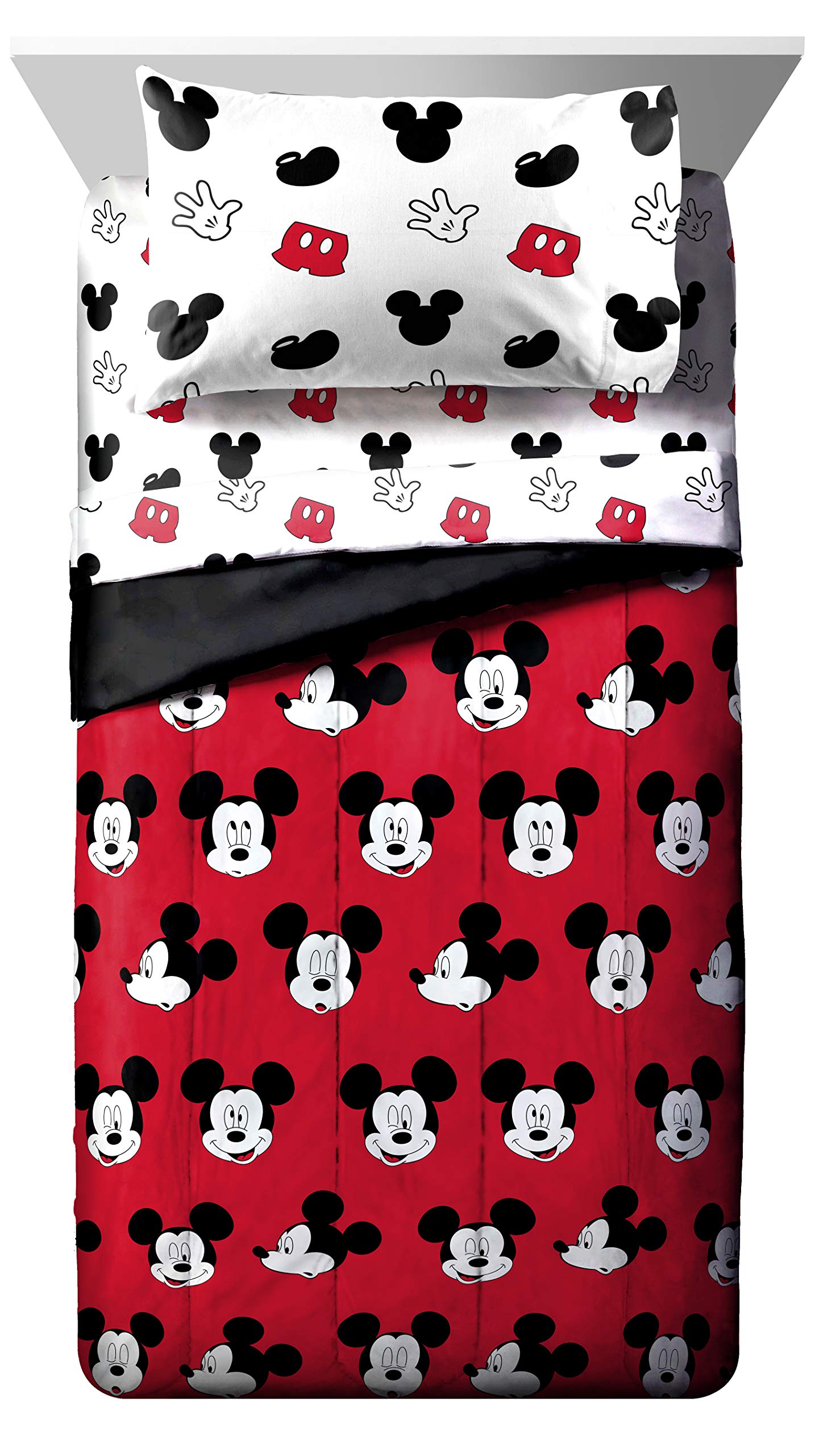 Disney Mickey Mouse 5-Piece Full Bedding Set - Super Soft Fade Resistant Polyester Comforter & Sheet Set - Official Licensed Disney Product - Perfect for Kids' Rooms, Dorm Decor & Disney Themed Bedrooms