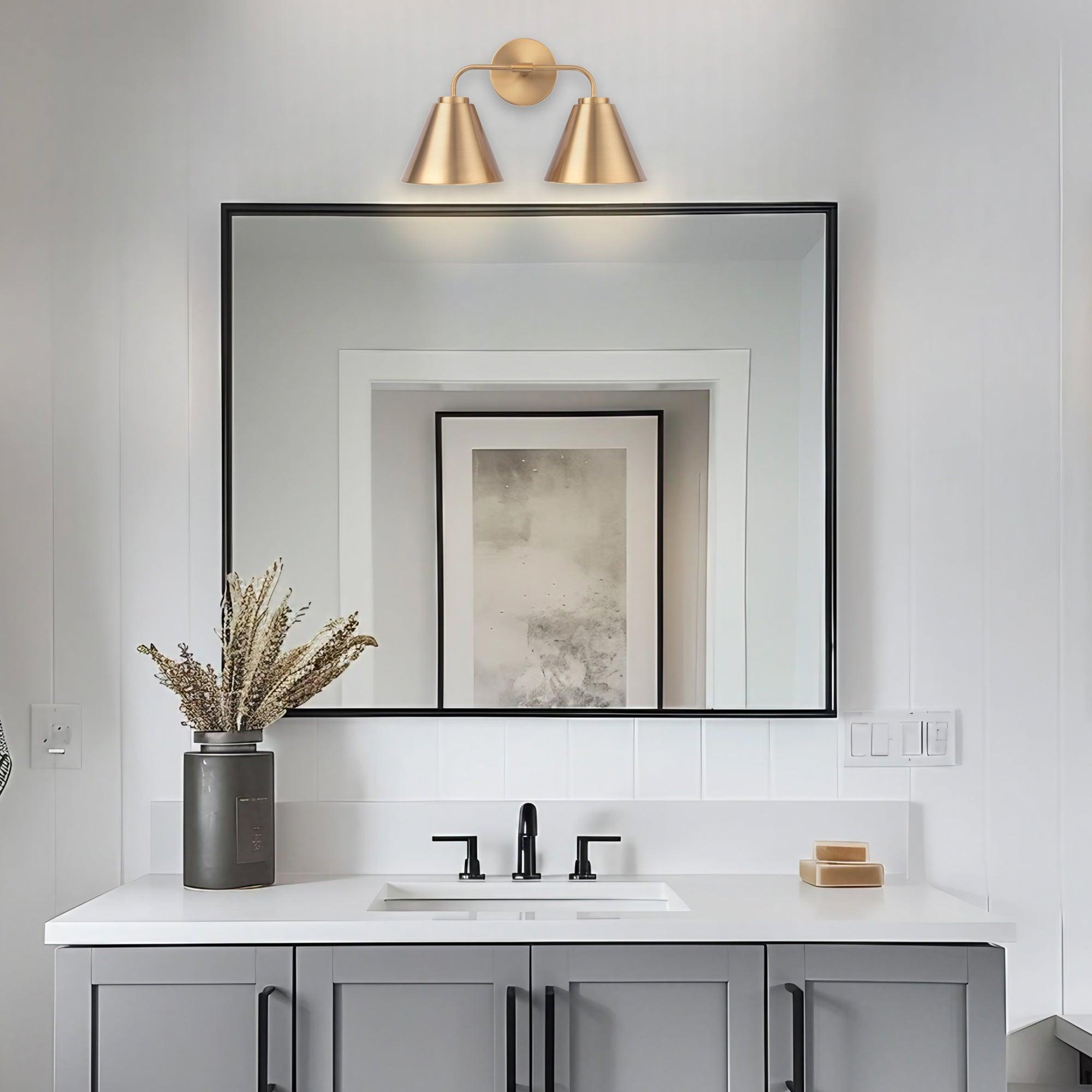Modern 2-Light Loft Style Vanity Light - Brushed Nickel Bathroom Sconce for Contemporary Bedroom & Powder Room Lighting