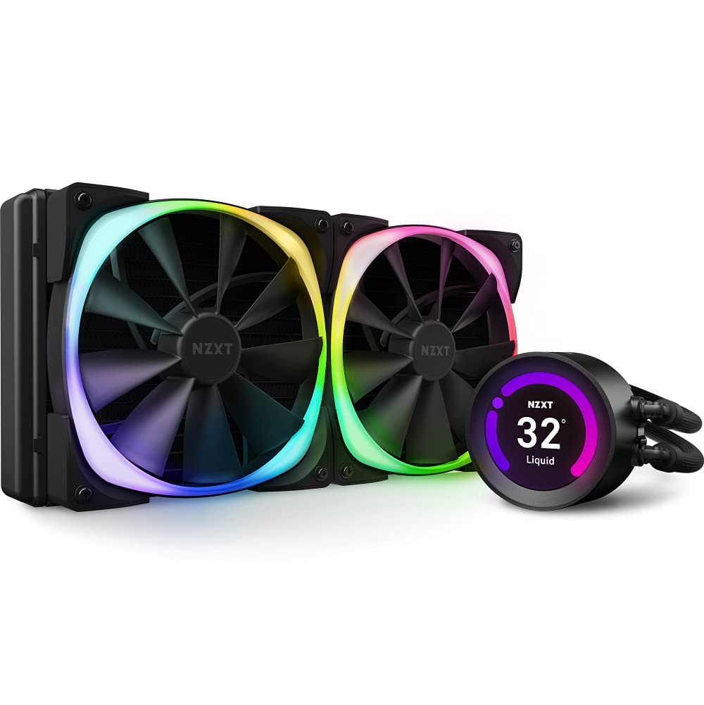 NZXT Kraken Z63 RGB 280mm AIO Liquid CPU Cooler with Customizable LCD Display - Improved Pump & CAM V4 Software - Includes 2 Aer RGB 140mm Radiator Fans - Perfect for Gaming PCs, Workstations & High-Performance Builds