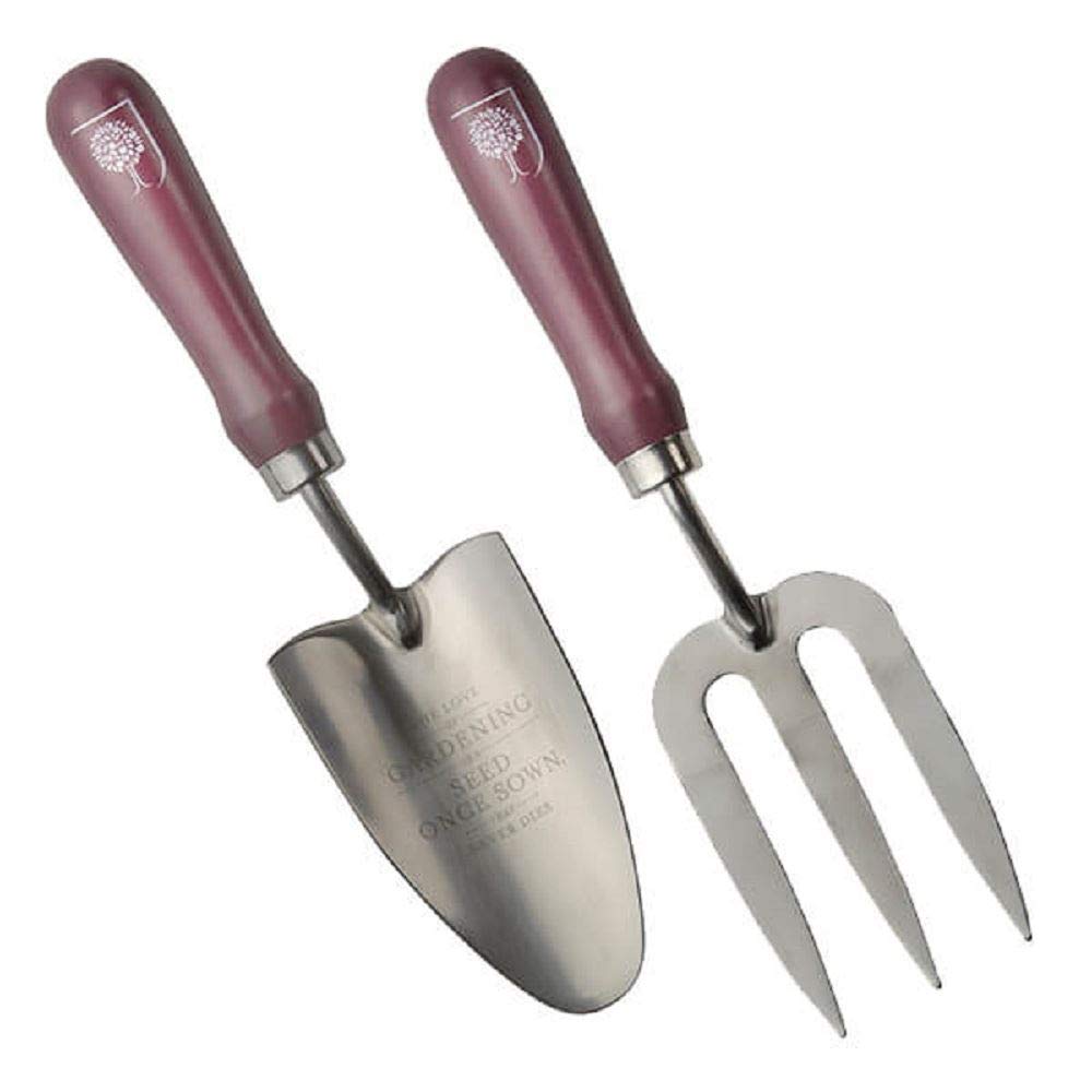 Burgon & Ball Women's Passiflora Collection Gardening Trowel and Fork Set - Premium Stainless Steel Garden Tools for Planting, Weeding & Transplanting - Perfect Gift for Female Gardeners & Outdoor Enthusiasts