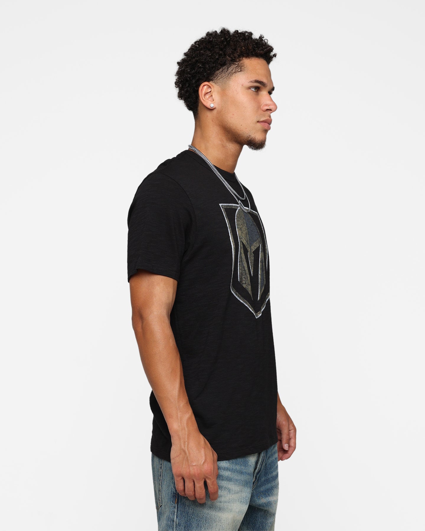 47 Brand Vegas Golden Knights Jet Black T-Shirt for Men - Official NHL Hockey Fan Apparel - Perfect for Game Day, Sports Events & Casual Wear