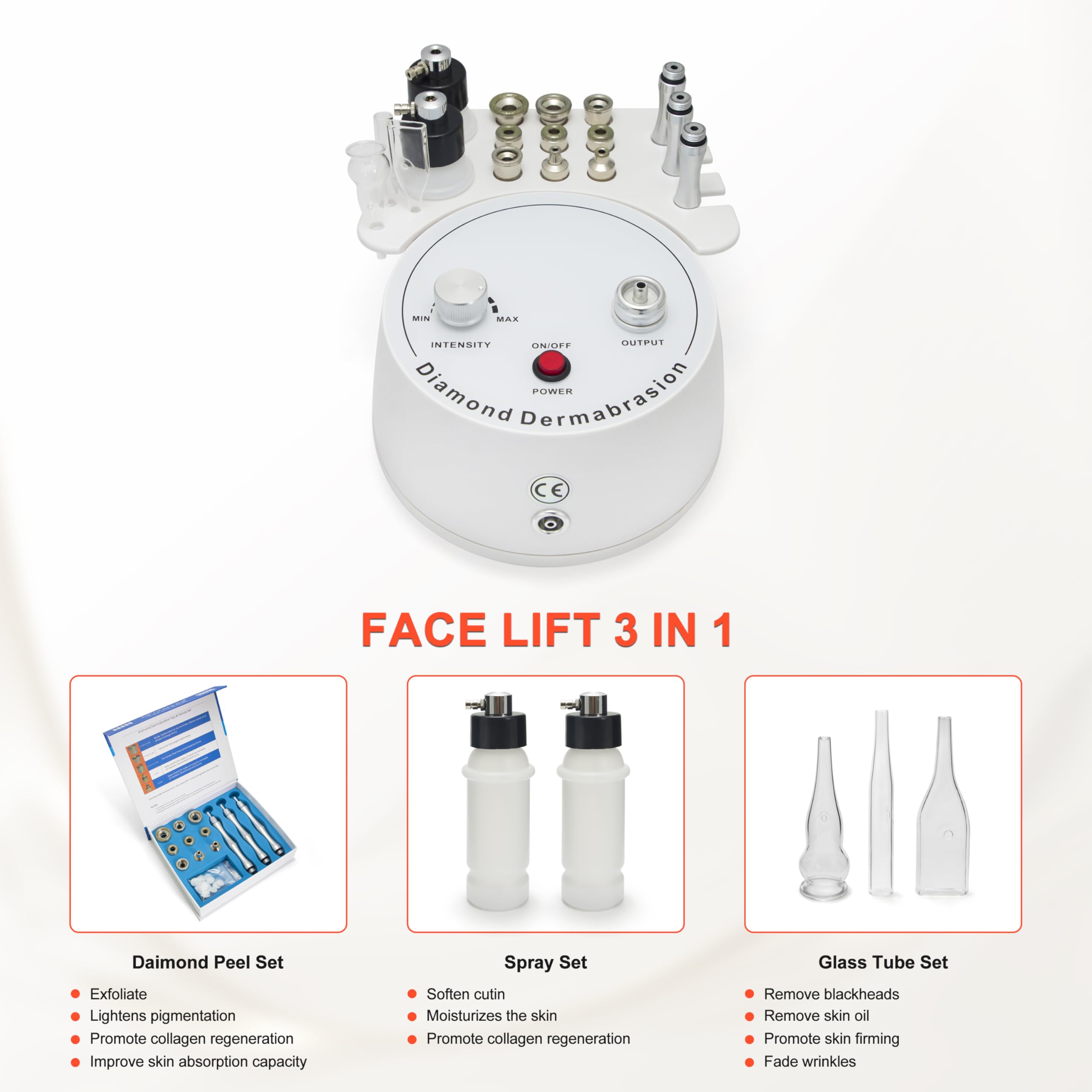 Professional Diamond Microdermabrasion Machine - 3-in-1 Skin Rejuvenation & Blackhead Removal Beauty Device (Elitzia ETNF108) for Home Spa & Facial Treatments