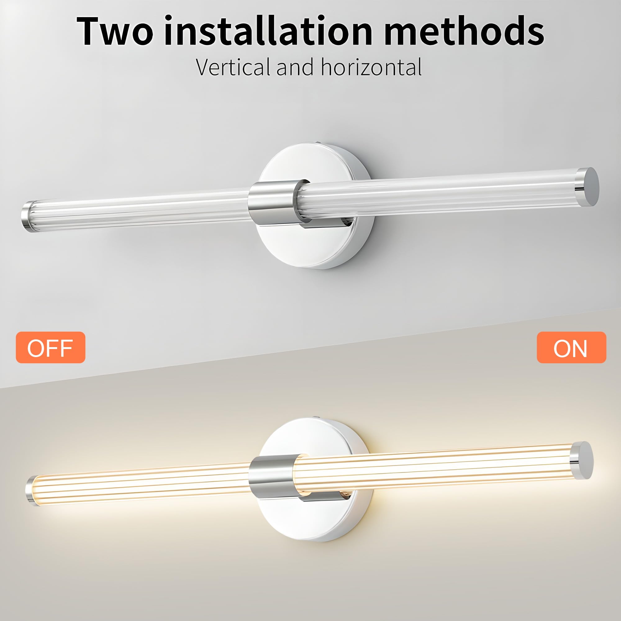 Modern 22 Inch Chrome Dimmable LED Vanity Light Bar - 360° Full Lighting Bathroom Mirror Light Fixture, 4000K Natural White, Wall Sconce for Bedroom, Living Room & Bathroom - Perfect for Makeup, Grooming & Ambient Lighting