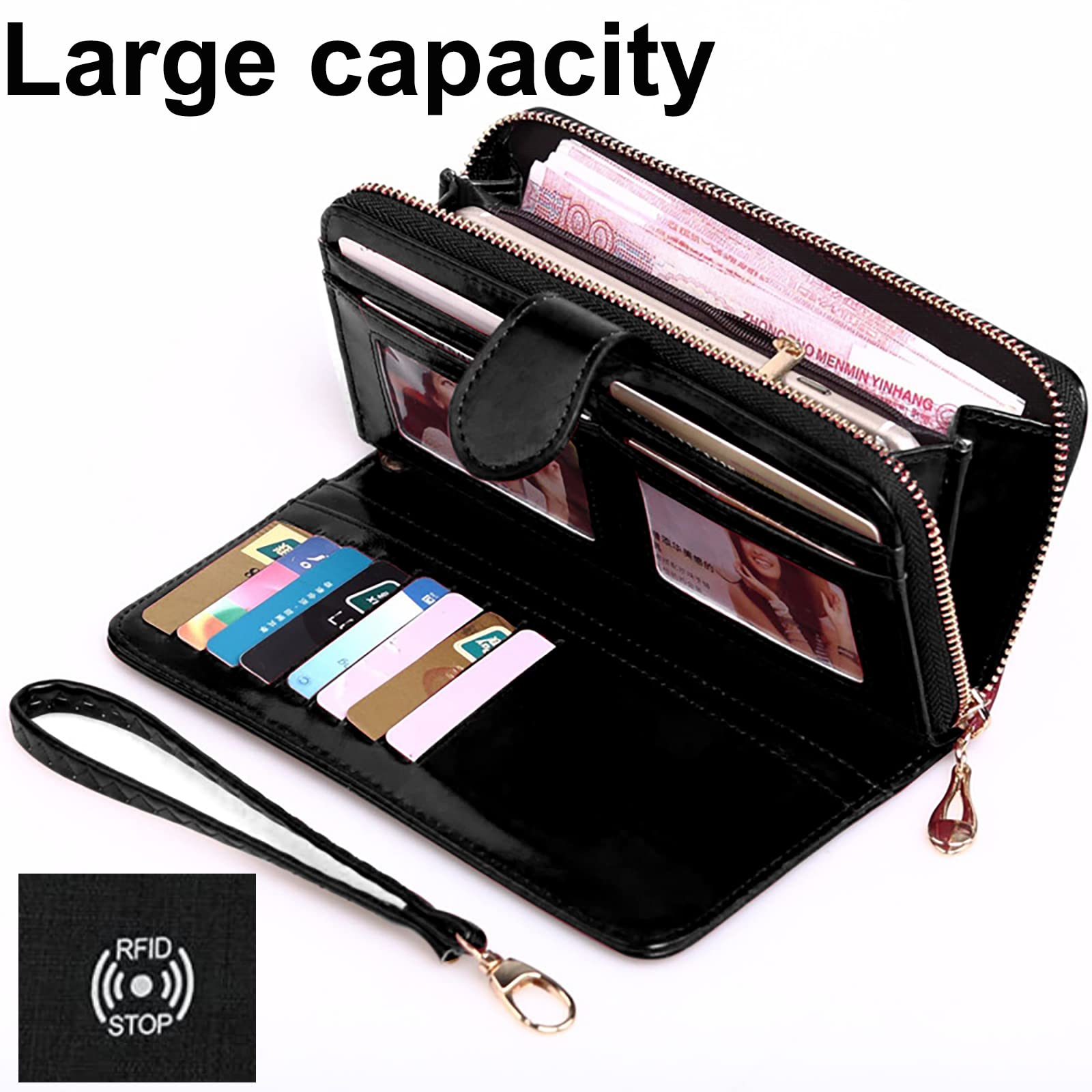 Sparkling Rhinestone Women's Wallet Wristlet Clutch - Large Capacity Crossbody Purse for Evening Parties, Weddings & Special Occasions