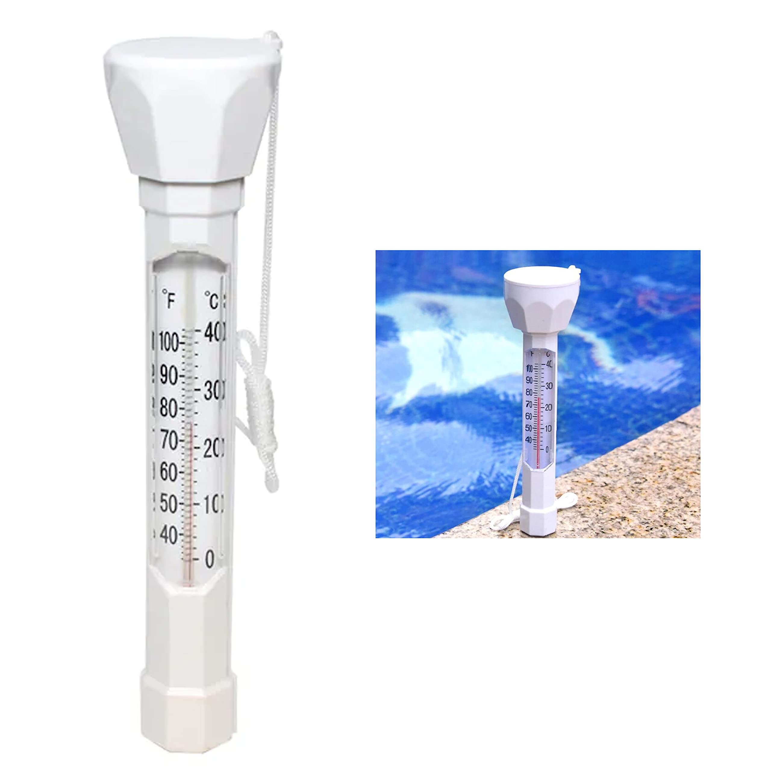 Floating Pool Thermometer with Large Easy-to-Read Display - Accurate Water Temperature Gauge for Swimming Pools, Hot Tubs & Spas - Perfect for Summer Swimming, Backyard Relaxation & Pool Maintenance