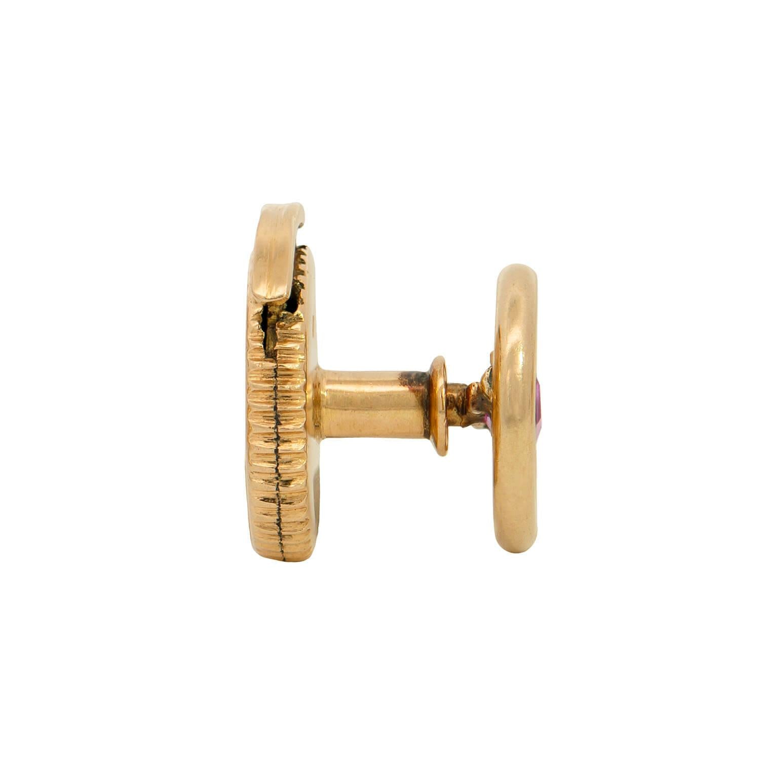 VAN CLEEF & ARPELS Vintage 18k Gold Ruby Cufflinks & Buttons Set - Luxury Men's Jewelry for Weddings, Business & Formal Events