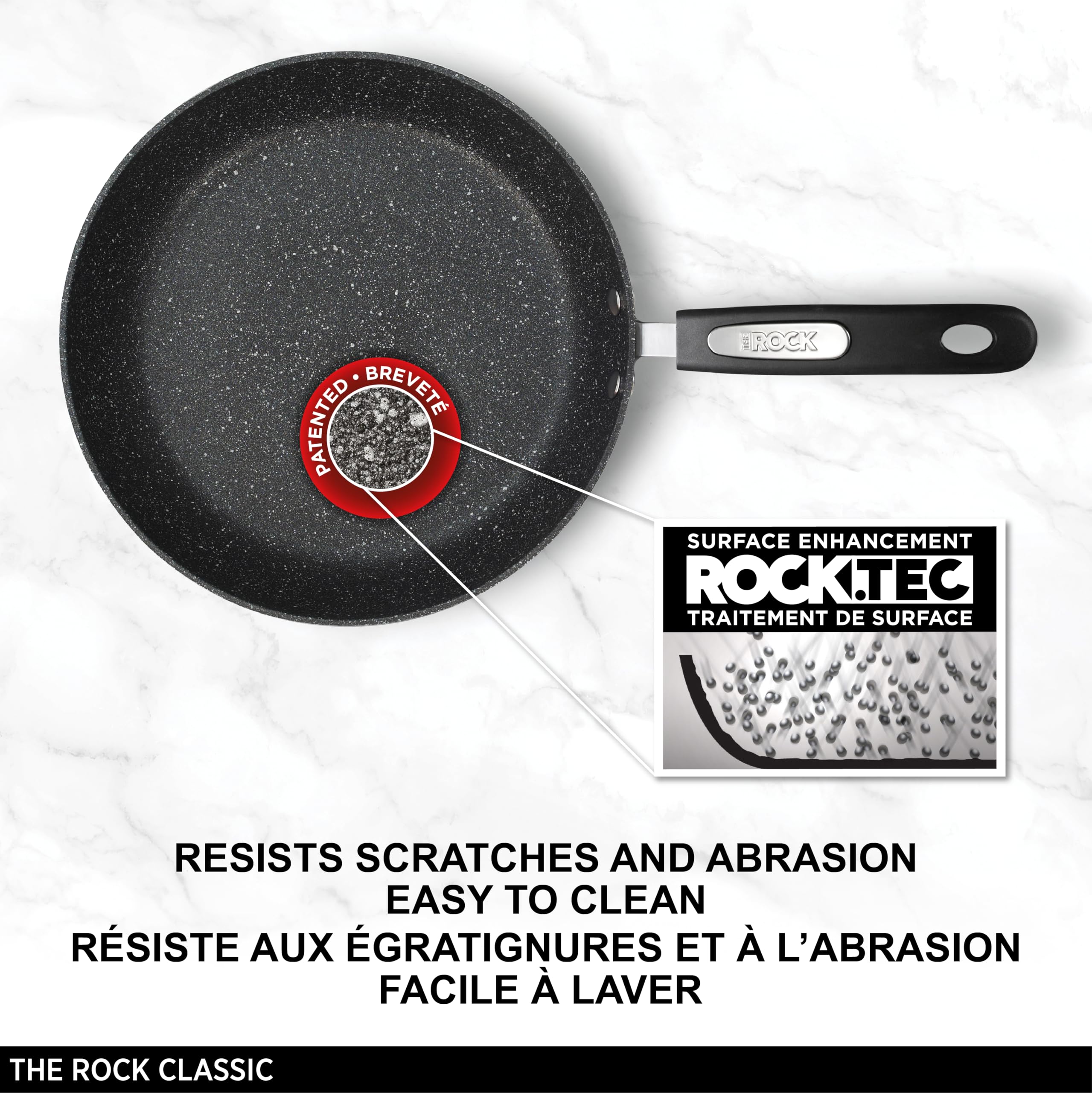 Starfrit The Rock 24cm (9.5 Inch) Non-Stick Frying Pan - Durable Forged Aluminum Cookware - Oven Safe to 350°F - PFOA Free & Easy to Clean - Black Skillet for Searing, Sauteing & Everyday Cooking