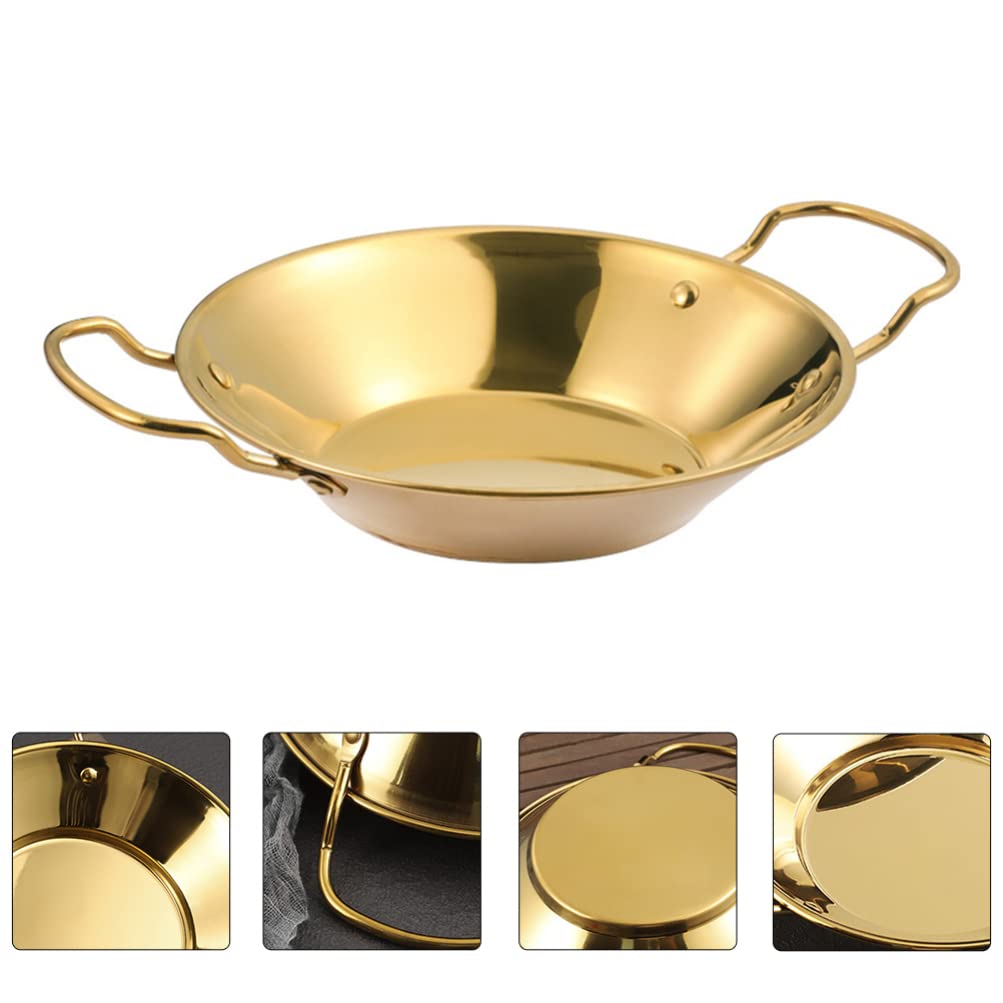 Hemoton Stainless Steel Griddle Pan - Korean Noodle Pot, Crepe Pan, Deep Fryer & Carbon Steel Paella Pan - Induction Compatible, Thickened Non-Stick Surface for Home Cooking & Buffet Stove - Perfect for Asian Cuisine, Breakfast Crepes & Outdoor Catering