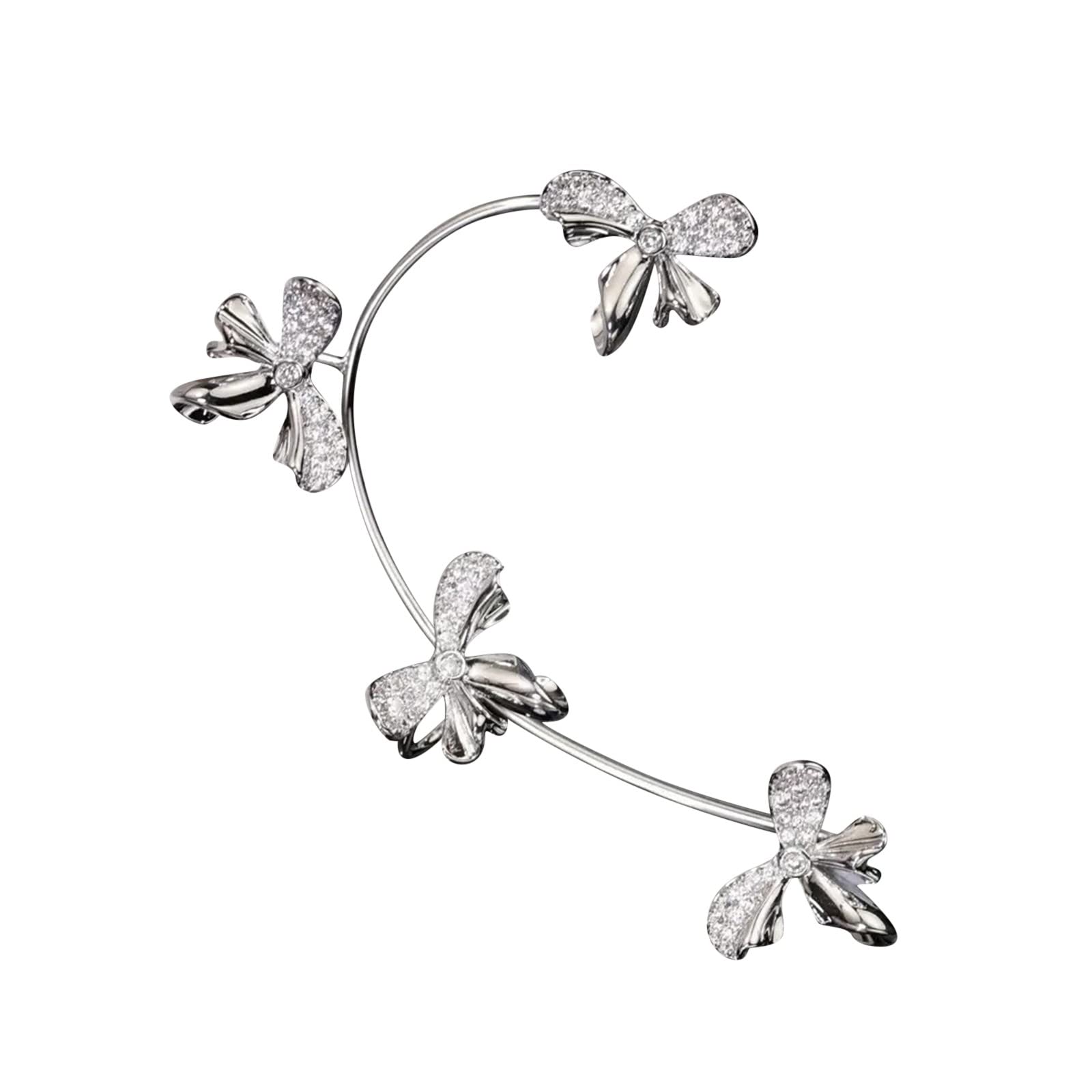 Zircon Clip-On Ear Cuffs for Women & Girls - Real Silver Piercing-Free Earrings - Perfect Sister & Friend Gifts for Parties, Weddings & Special Occasions
