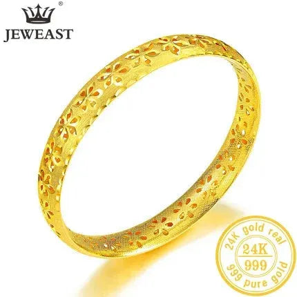 24K Pure Gold Bracelet for Women - 999 Solid Real Gold Bangle, Elegant & Romantic Classic Jewelry Gift for Her - Perfect for Anniversaries, Birthdays & Special Occasions (2023 New Arrival)