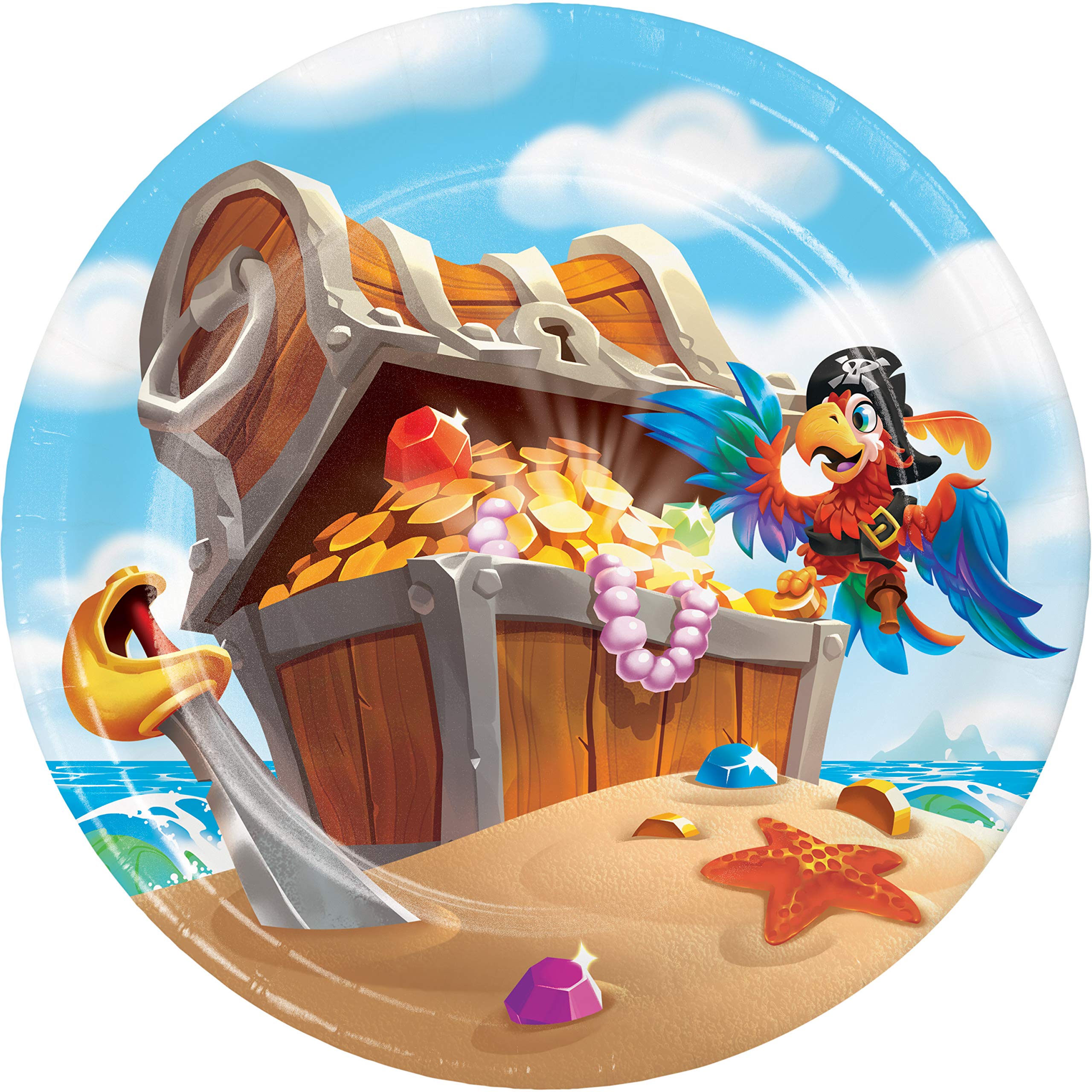Treasure Island Pirate Themed Dessert Plates - Set of 8 for Kids Birthday Party, Baby Shower & Themed Events - Perfect for Pirate Party Decorations & Cake Serving
