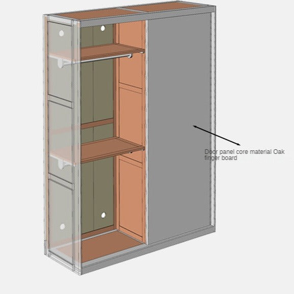 Solid Oak Wood Sliding Door Wardrobe Closet - Modern Storage Solution for Bedroom, Living Room & Office