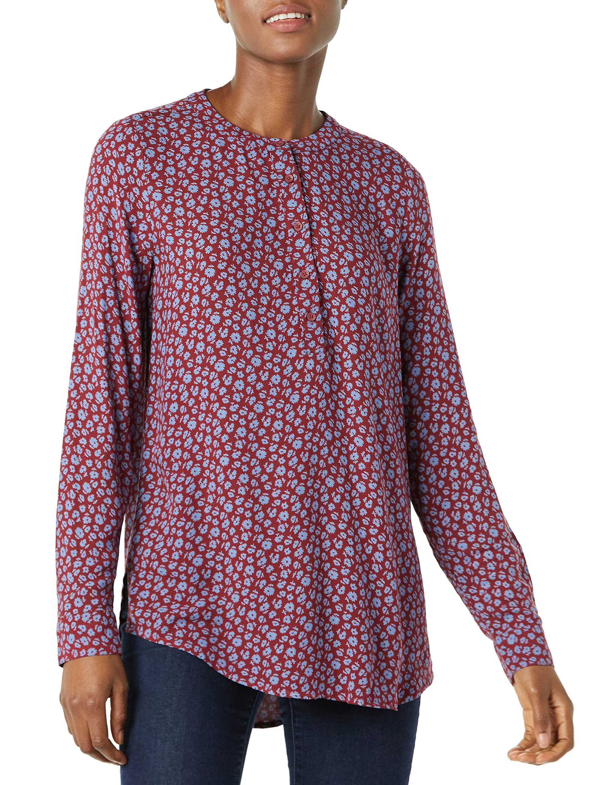 Amazon Essentials Women's Long-Sleeve Woven Blouse - Soft Casual Button Down Shirt for Work & Everyday Wear | Comfortable Office & Weekend Outfit