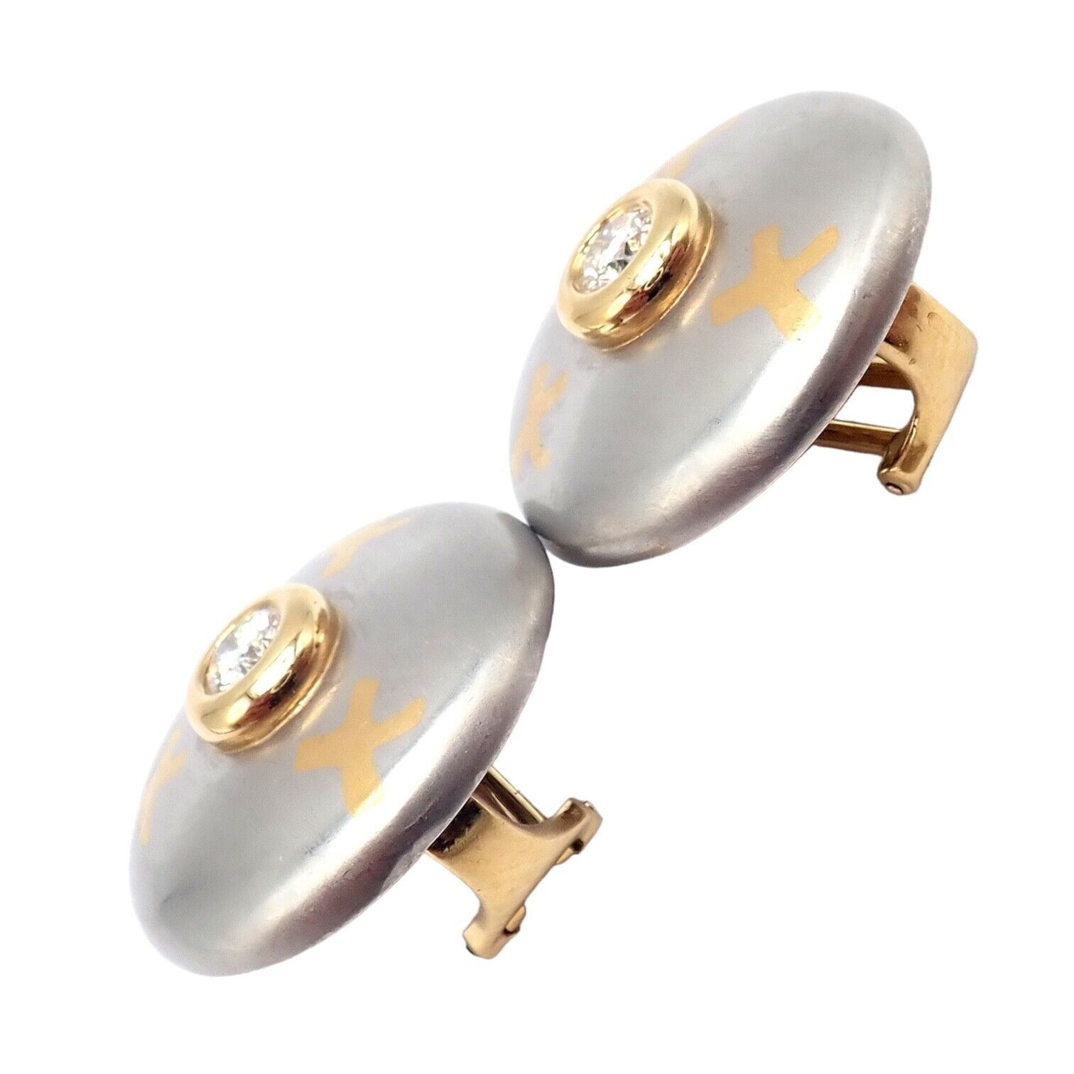 Authentic Tiffany & Co Platinum & 18k Yellow Gold Picasso Diamond X Earrings - Luxury Jewelry for Weddings, Anniversaries & Special Occasions