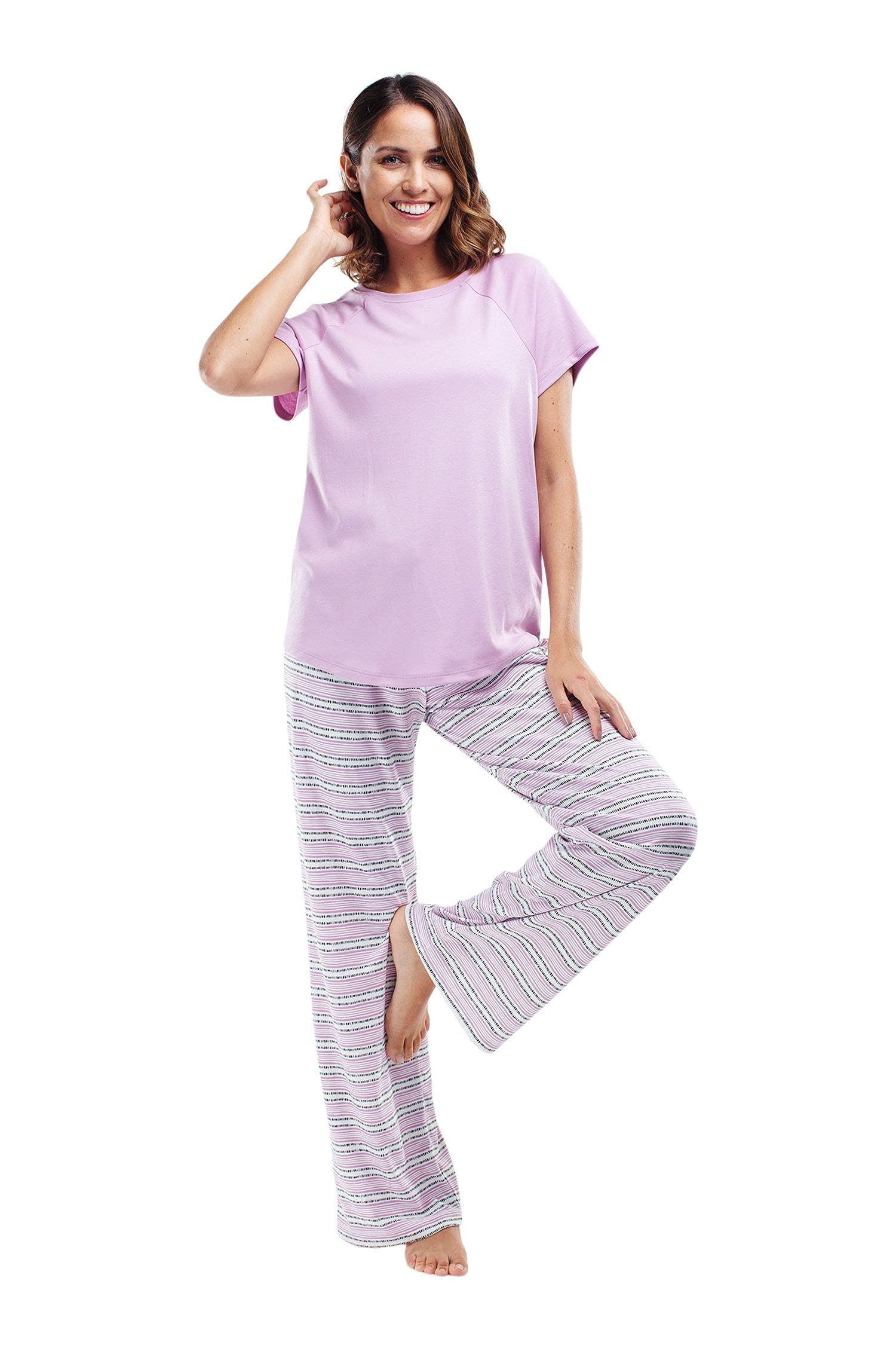 Premium Pima Cotton Women's Pajama Set - Ultra Soft Short Sleeve Sleepwear for Women | Lounge, Sleep & Relaxation at Home