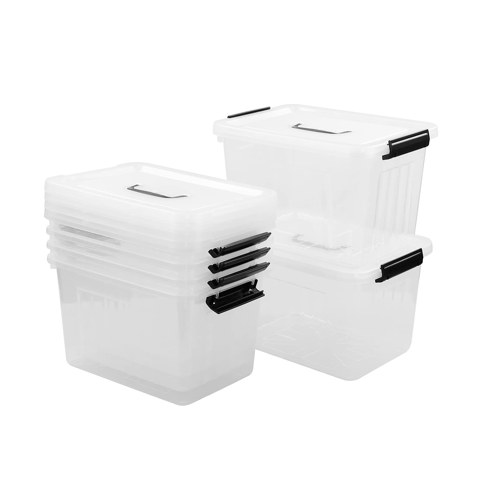 Qskely 6-Pack 10L Clear Plastic Storage Box with Latch & Handle - Organize Toys, Clothes, Office Supplies & Home Decor - Perfect for Closet, Garage, Kids Room & Travel Storage