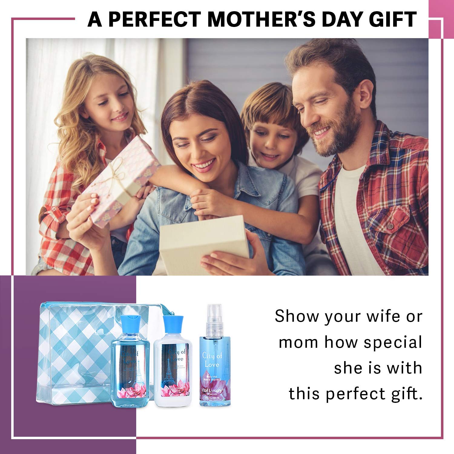 Bath & Body Care Travel Set - Home Spa Kit with Body Lotion, Shower Gel & Fragrance Mist | Personal Body Care Essentials for Travel (City of Love Scent) - Perfect for Vacations, Gifts & Self-Care Moments