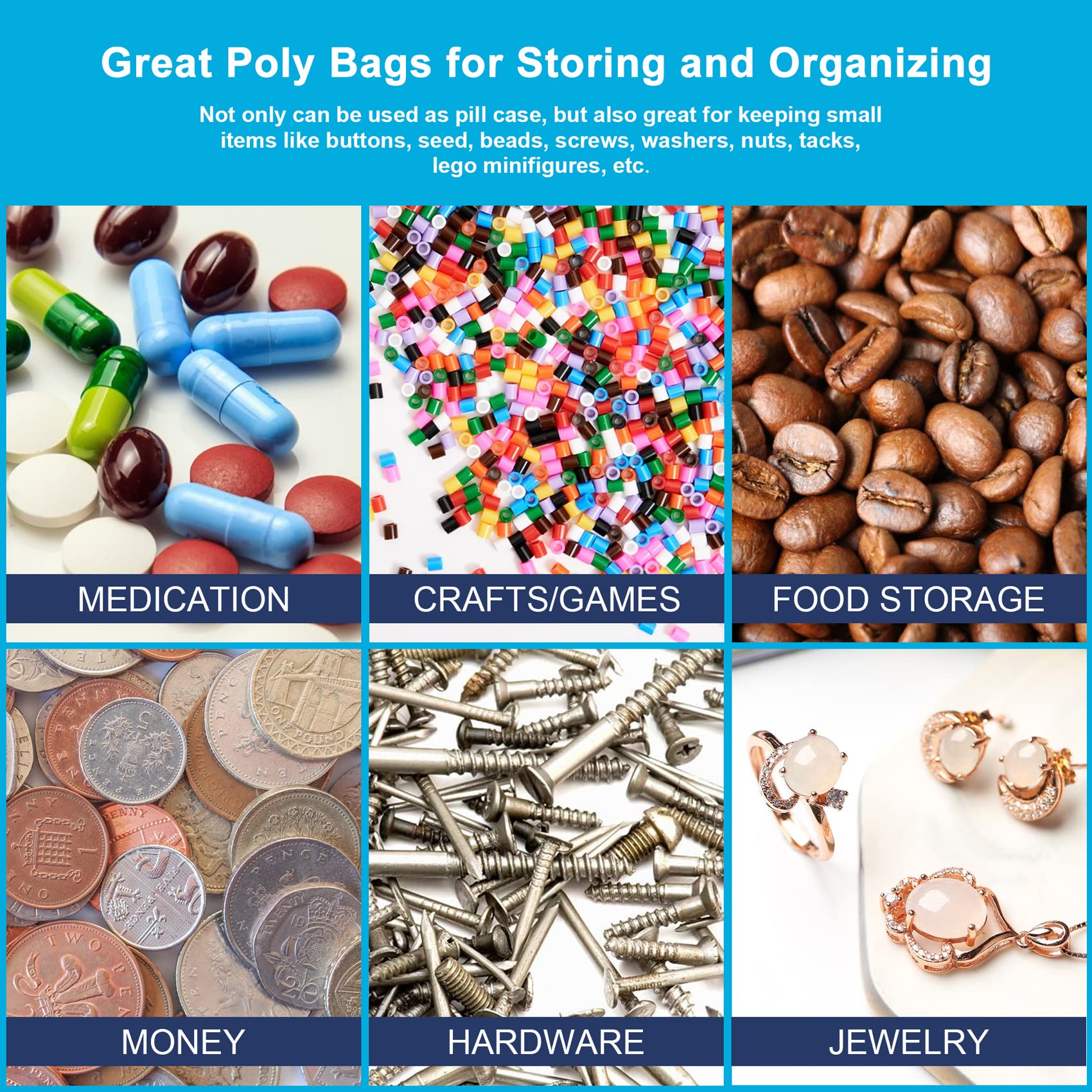 200 Pack 2x3 Inch Small Clear Reclosable Zipper Bags - Plastic Storage Bags with Zipper Lock for Jewelry, Beads, Screws & Small Items - Perfect for Crafting, Organizing & Travel Accessories