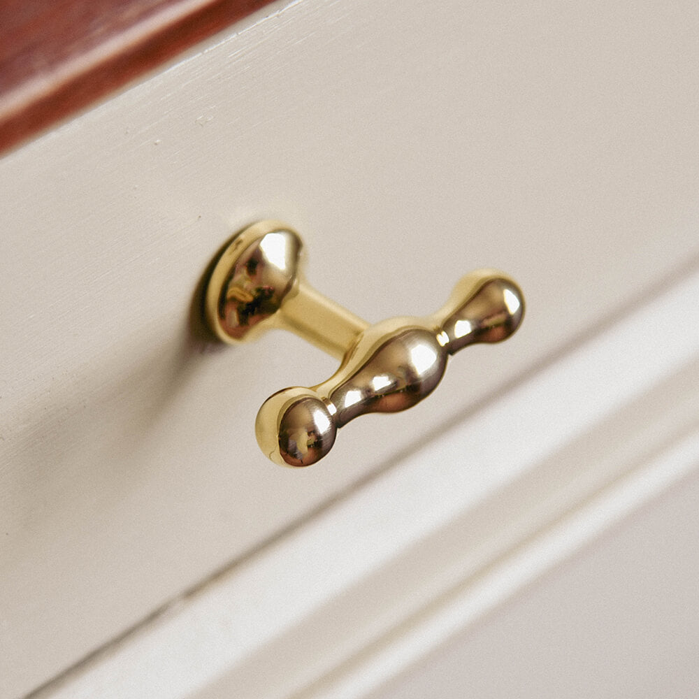 Polished Brass Anchor T Bar Cabinet Knob - Vintage Style Drawer Pulls for Kitchen Cabinets, Dressers & Furniture Hardware - Perfect for Coastal, Nautical & Farmhouse Decor