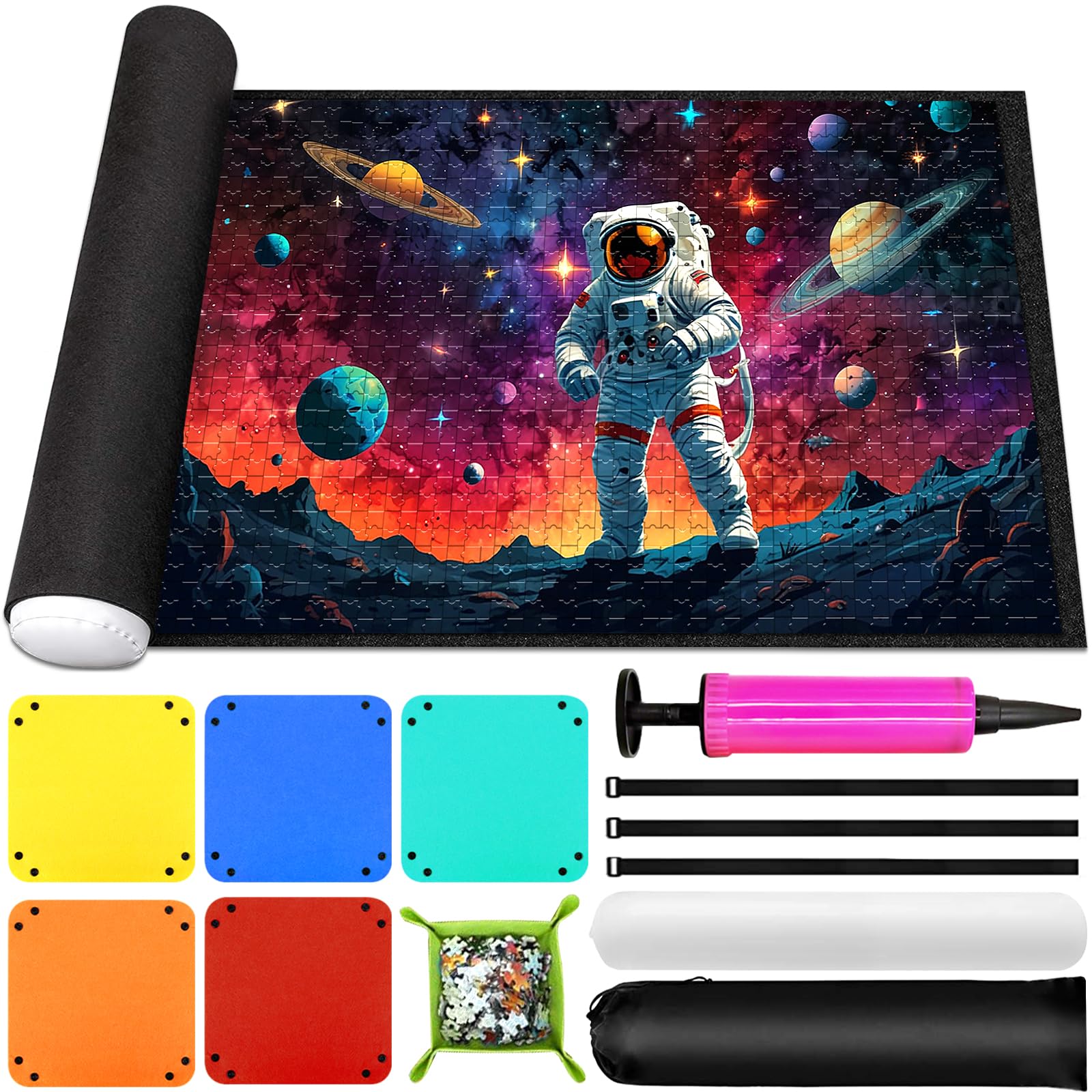 POWLYB Puzzle Mat for Rolling - 1000 1500 2000 3000 Piece Jigsaw Puzzle Accessories, Non-Slip Felt Puzzle Board with Storage Bag - Portable Puzzle Mat for Adults & Kids - Perfect for Home, Travel, and Gift Giving