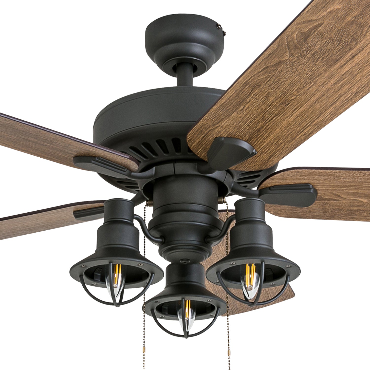 52 Inch Ennora Bronze Ceiling Fan with Pull Chain - Modern Indoor/Outdoor Cooling for Living Room, Bedroom, or Patio