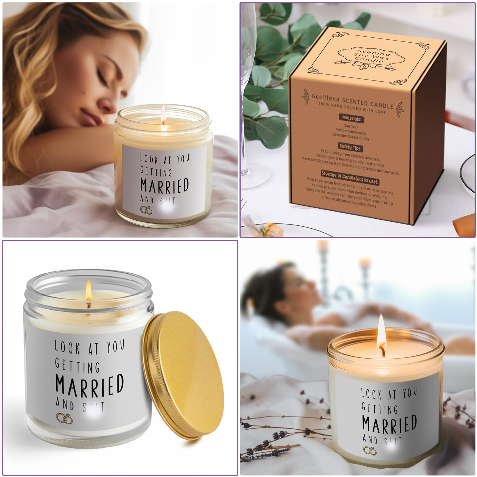 Lavender Scented Candle - Perfect Wedding Gift, Bridal Shower Present, Engagement Gift Idea & Bachelorette Party Favor - Romantic Home Decor for Couples, Spa Relaxation & Bedroom Ambiance