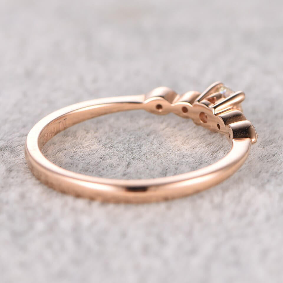5mm Round Moissanite Engagement Ring 14k Rose Gold - Vintage Milgrain Wedding Band for Women, Classic Antique Style Bridal Jewelry - Perfect for Proposals, Anniversaries & Romantic Occasions