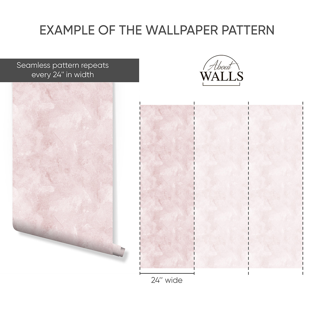 Light Pink Limewash Wallpaper A038 - Self-Adhesive Peel & Stick Wallpaper for Bedroom, Living Room, Nursery | Vintage Distressed Finish | Easy to Install & Remove