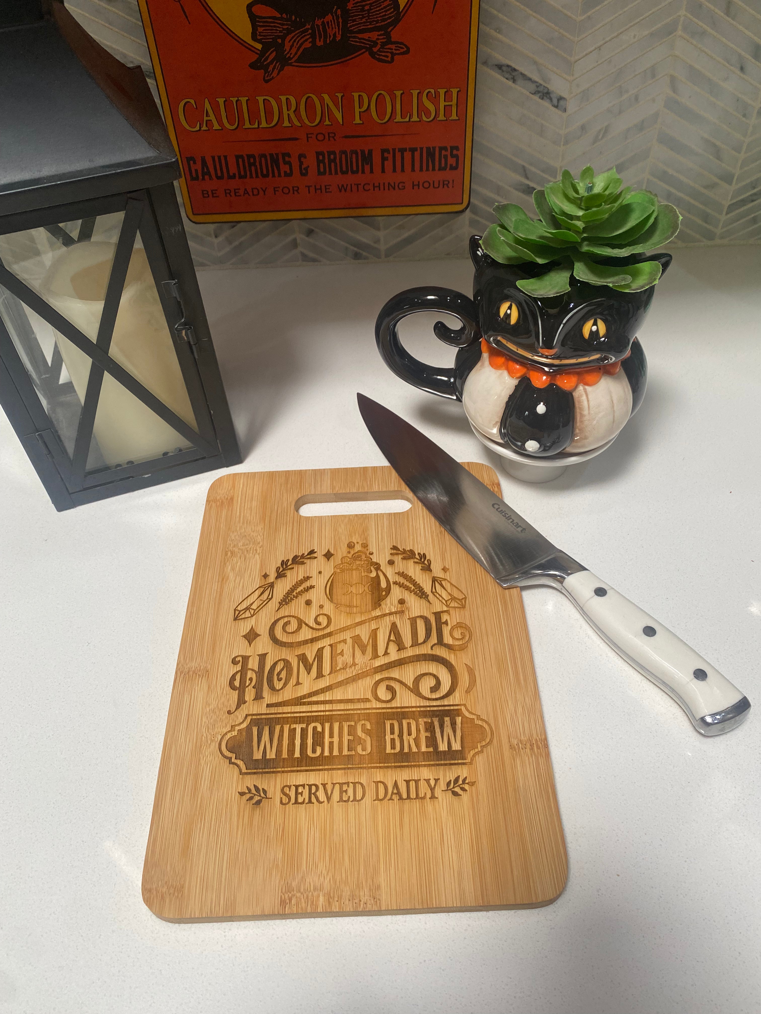 Handmade Witch's Brew Themed Wooden Cutting Board - Perfect for Halloween Kitchen Decor, Witchcraft Parties & Unique Gift Idea