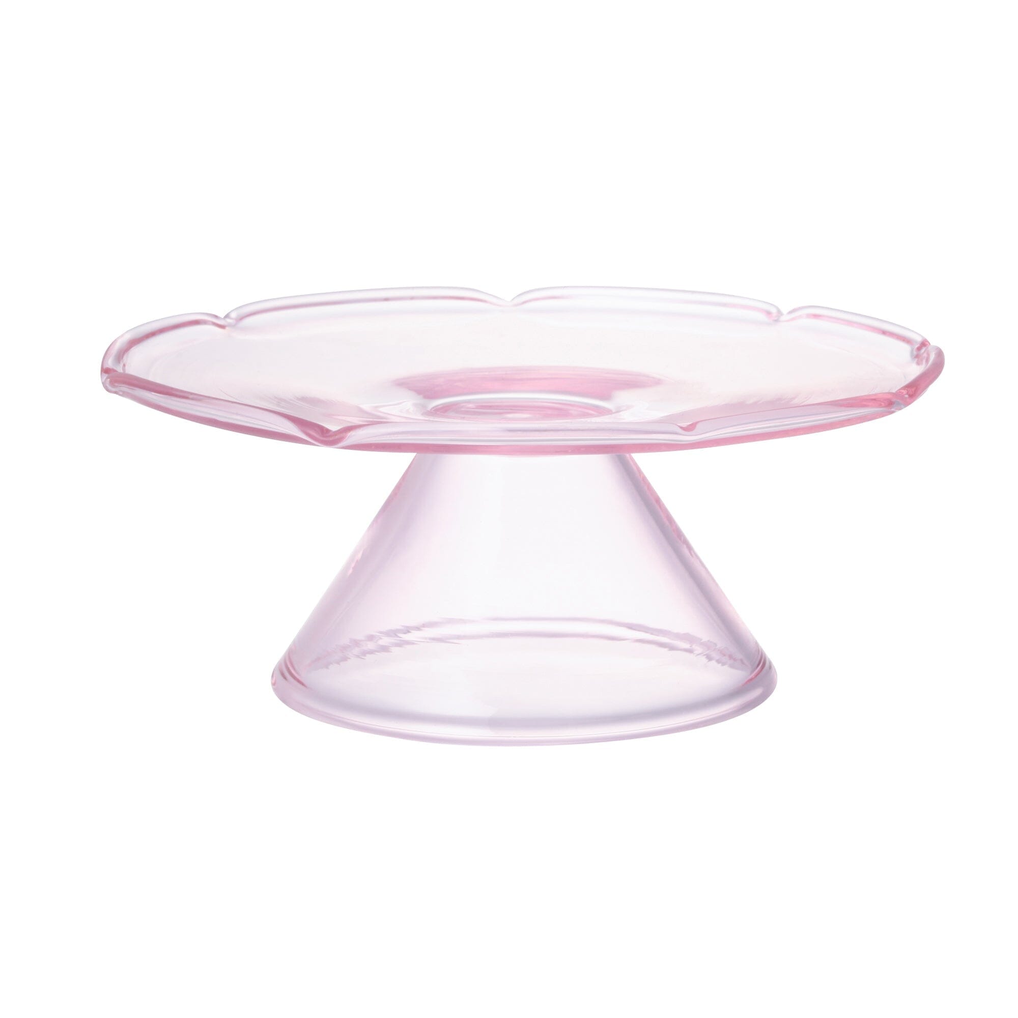 Pink Glass Cake Stand for Wedding, Birthday, and Party Dessert Display - Elegant Floral Design for Cakes, Cupcakes, and Treats