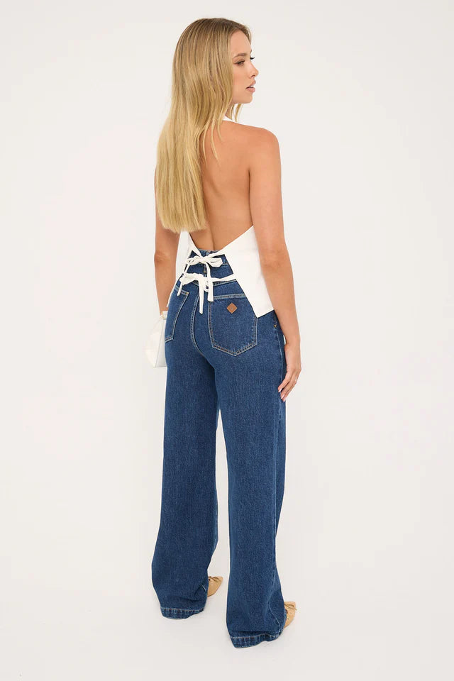 94 High Wide Tara Mid Blue Denim Jeans for Women - Comfortable Stretch Skinny Jeans with High Waist, Perfect for Casual Wear, Office & Night Out