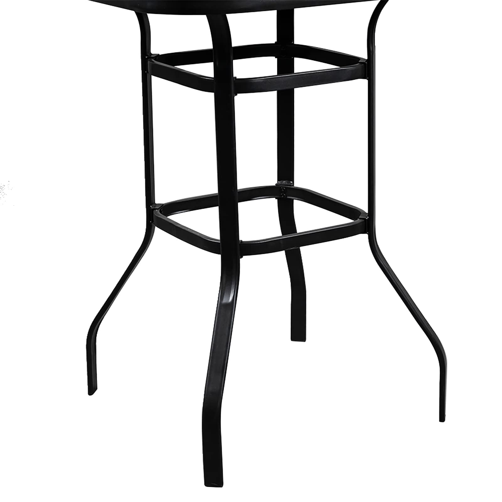 **Outdoor Bar Table - Heavy Duty Metal Frame with Tempered Glass Top - All-Weather Patio Bistro Table - Black - Easy Assembly for Backyard, Garden, or Poolside Dining**