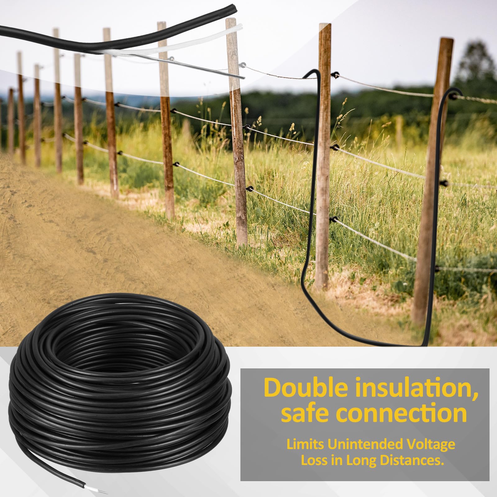 **Kanayu 16 Gauge Double Insulated Underground Electric Fence Wire - 100 Ft Spooled on Plastic Reel - Heavy Duty Electric Fencing for Livestock, Pets & Farm Security**