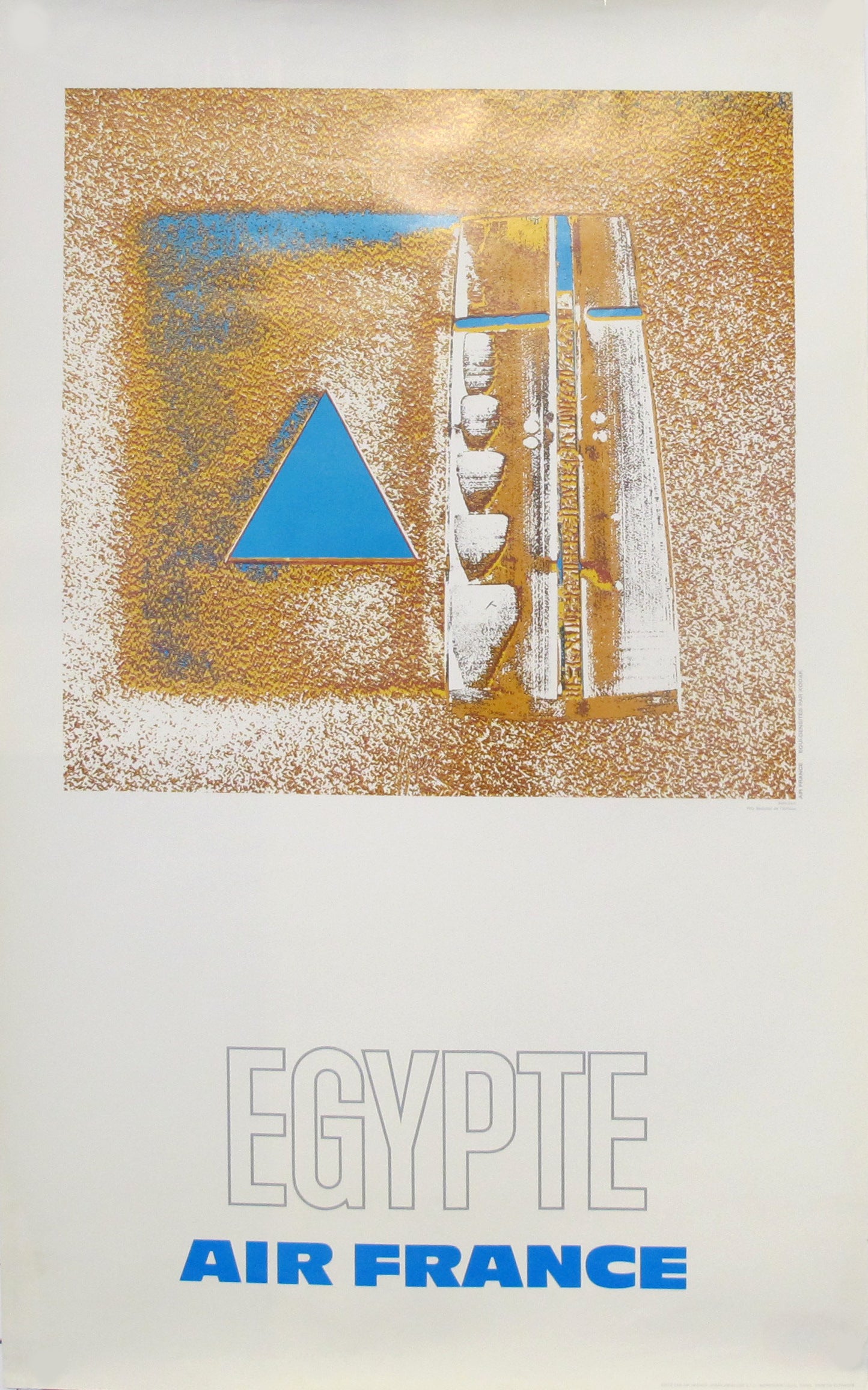 Vintage 1971 Air France Egypt Travel Poster - Linen Backed Art Print for Home & Office Decor - Perfect for Aviation Enthusiasts & Travel Lovers