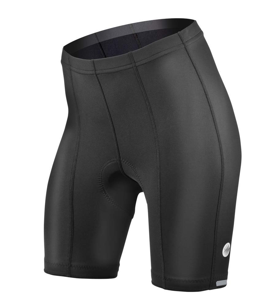 Women's High-Waisted Bike Shorts - Premium Black Compression Spandex Cycling Shorts with Padded Liner | Mid-Distance Comfort | Made in USA | Perfect for Cycling, Spinning, Gym Workouts & Running
