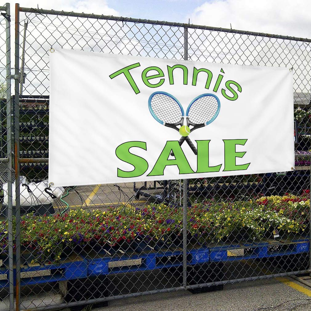 Durable Vinyl Banner 48x96 Inches - Weatherproof Outdoor Tennis Sale & Business Sign with 8 Grommets | Perfect for Yard Signs, Store Promotions & Sporting Events