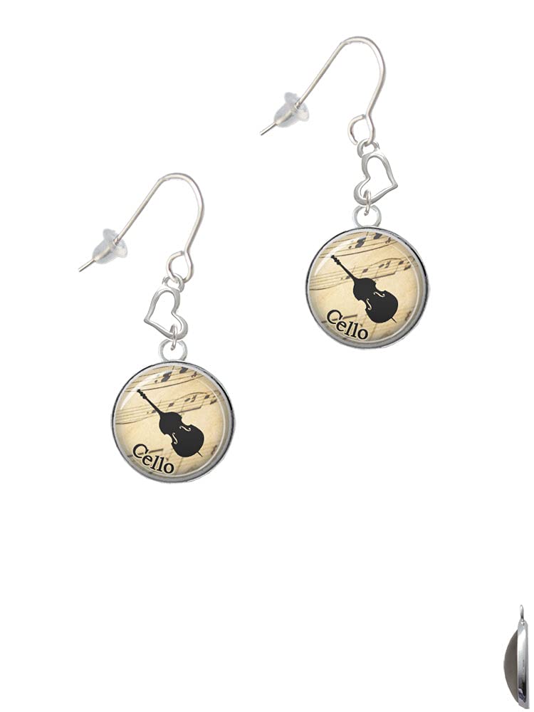 Silver Heart French Earrings - Music Note Jewelry for Women