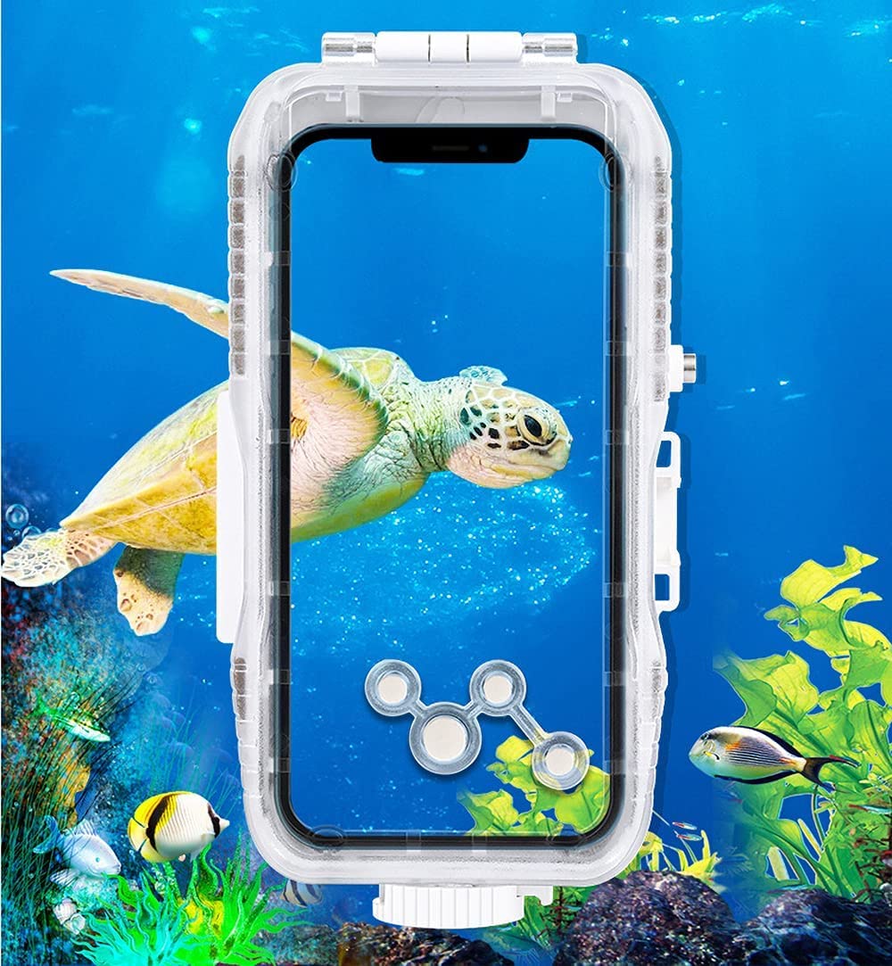 Waterproof iPhone 11 Pro Max Case - 40m/130ft Deep Underwater Housing for Diving, Surfing, Swimming & Snorkeling | Perfect for Beach Vacations, Pool Parties & Underwater Photography (White)