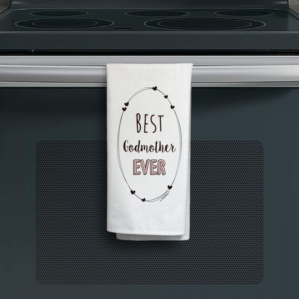 Best Godmother Ever Gift - Personalized Godmother Kitchen Hand Towel & Tea Towel Set - White - Perfect for Birthdays, Mother's Day, and Thank You Gifts