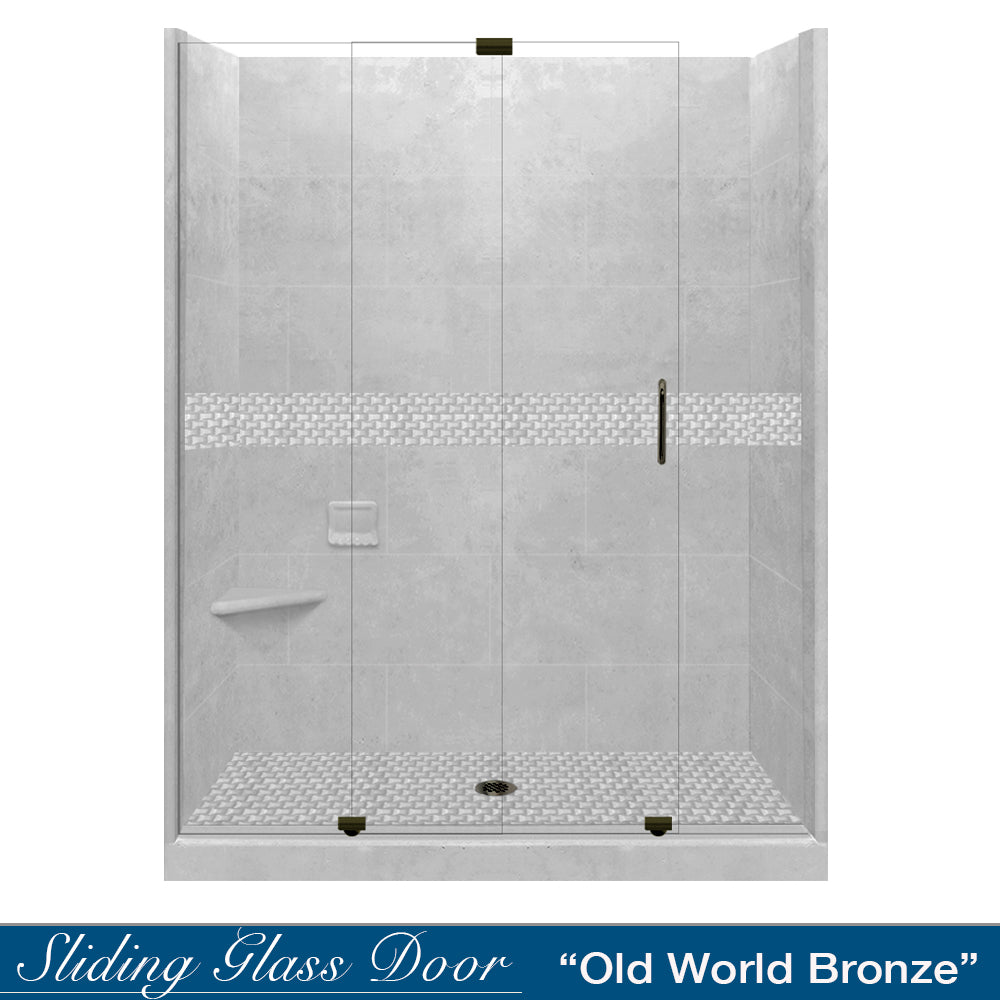 60 Alcove Portland Cement Sistine Stone & Jewel Stone Accent - DIY Shower Remodel Kit for Bathroom Renovation | Waterproof Tile Backer Board for Wet Areas | Perfect for Home Improvement Projects