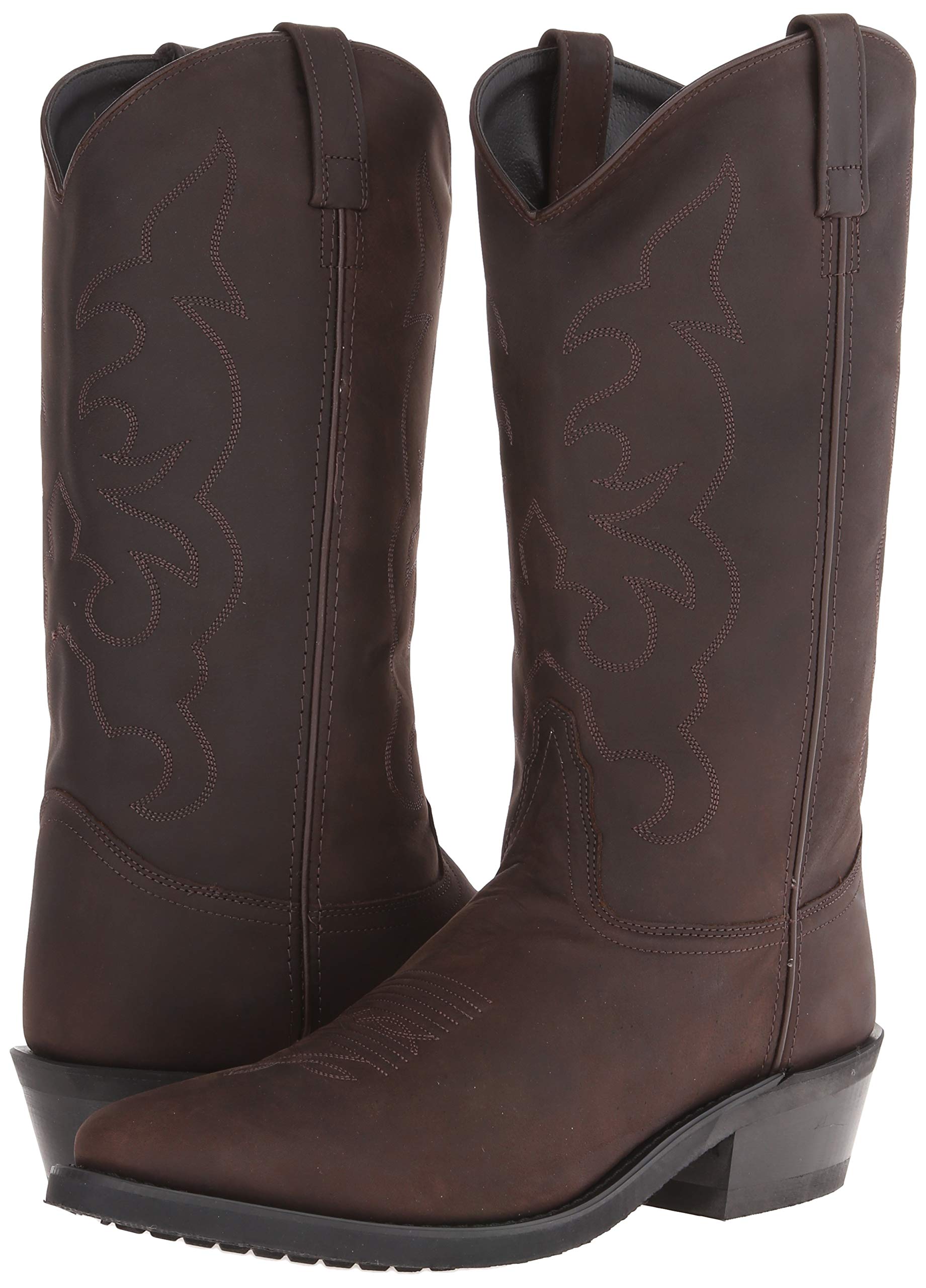 Men's Old West Cowboy Boots - Stitched Leather Western Boots with Cushioned Round Toe for Comfort | Perfect for Country Dancing, Rodeos & Western Fashion