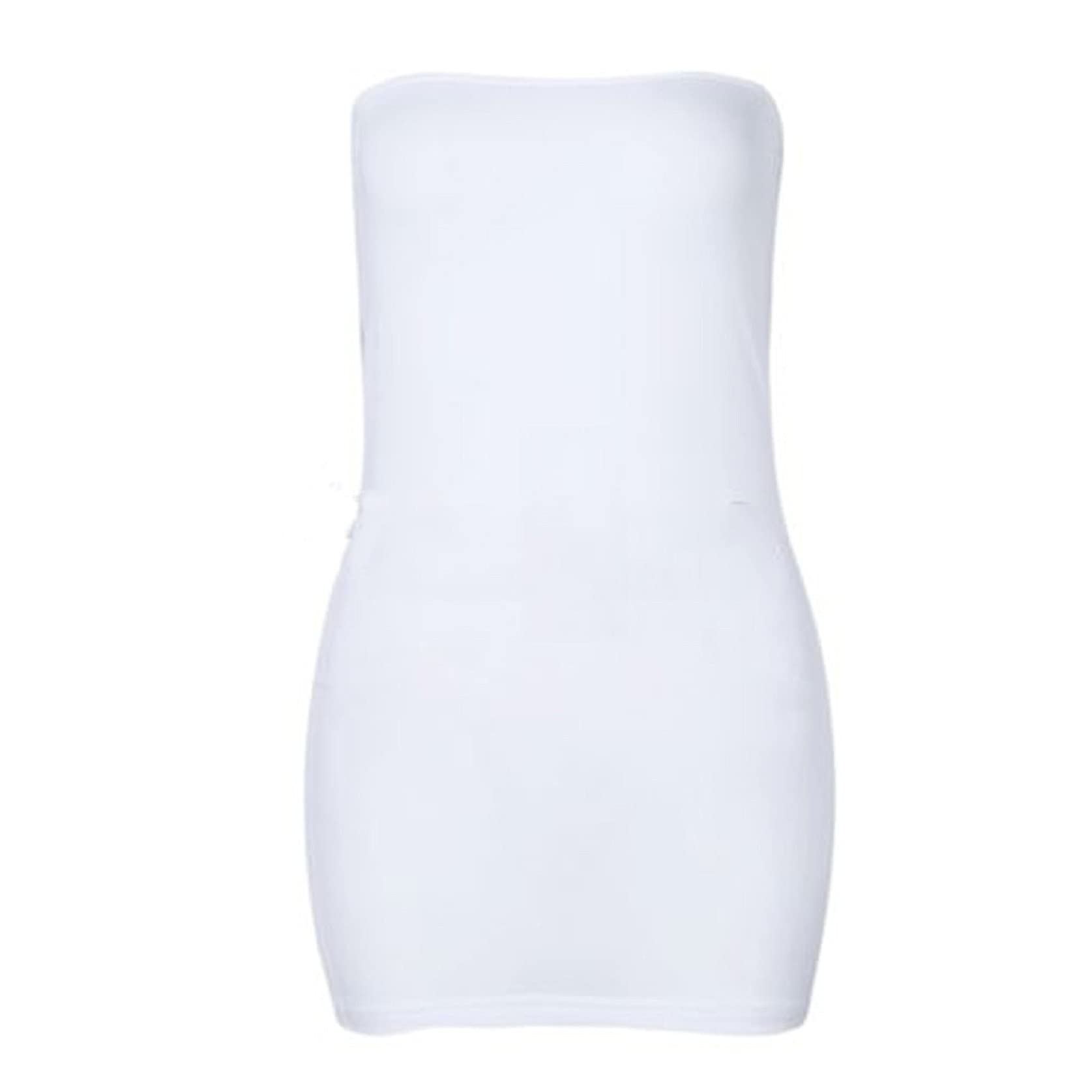 Sexy Women's Mini Tube Dress - Sleeveless Bandeau Sheer Nightclub Dress & Lingerie in White | Perfect for Club Nights, Date Nights & Boudoir Photography
