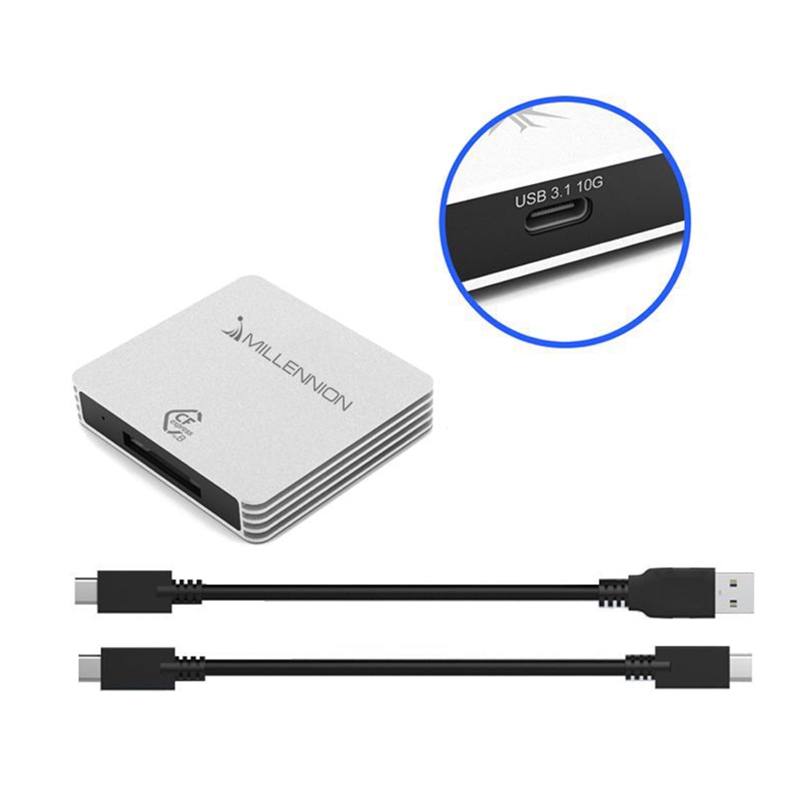 Bydezcon USB 3.1 Express Card Reader - High Speed Multi-Port Adapter for SD, Micro SD, CF Cards | Fast Data Transfer with USB-C & USB-A Compatibility | Perfect for Laptops, Cameras, Gaming Consoles & Office Use