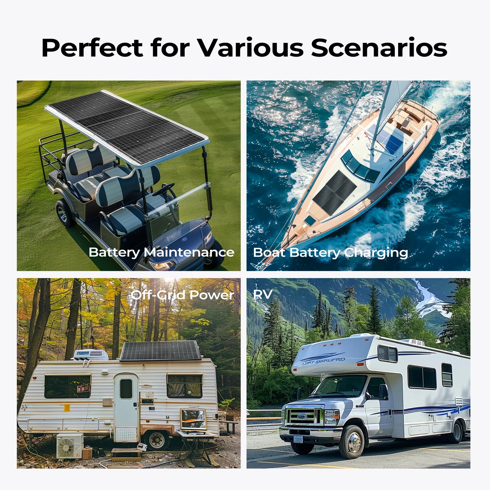 BougeRV 16BB N Type 12V/24V 100W/200W Bifacial Solar Panel for RV, Boat, Off-Grid & Home Use - High Efficiency Monocrystalline Solar Module
