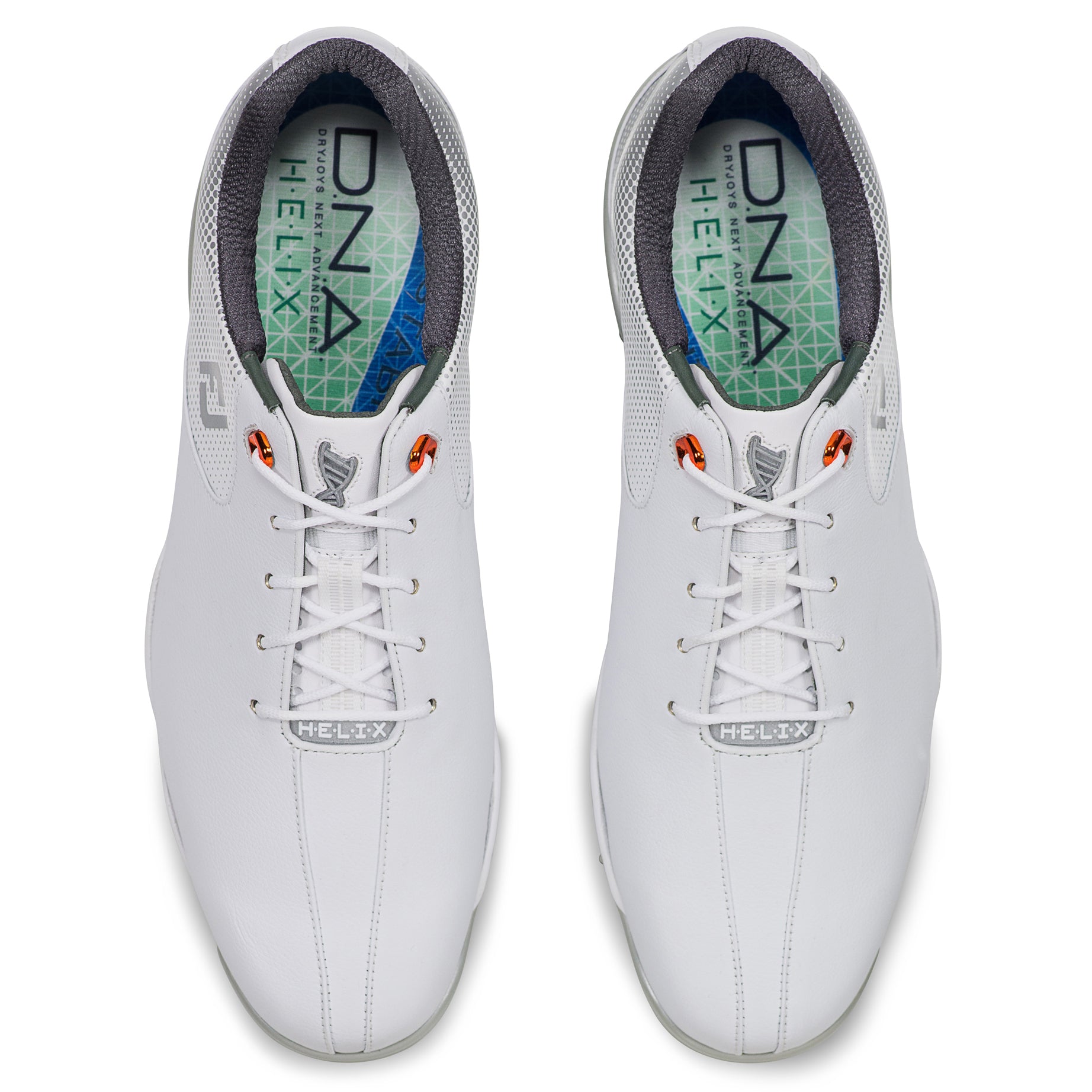 FootJoy D.N.A. Helix White Men's Golf Shoes - Lightweight & Waterproof Spiked Golf Footwear for Enhanced Traction & Comfort on the Course | Perfect for Professional & Casual Golfers