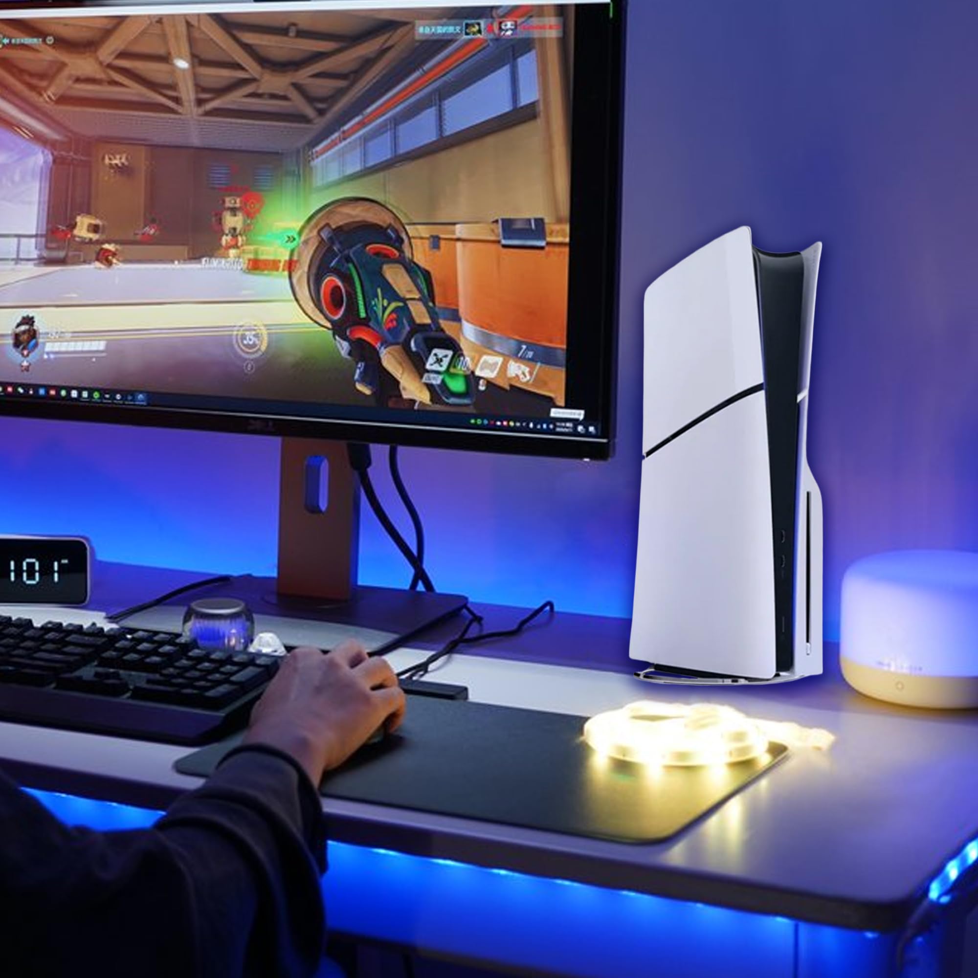PS5 Vertical Stand with Non-Slip Base - Compatible with Both PS5 Digital & Disc Editions - Secure Console Holder for Gaming Setup & Entertainment Center - White