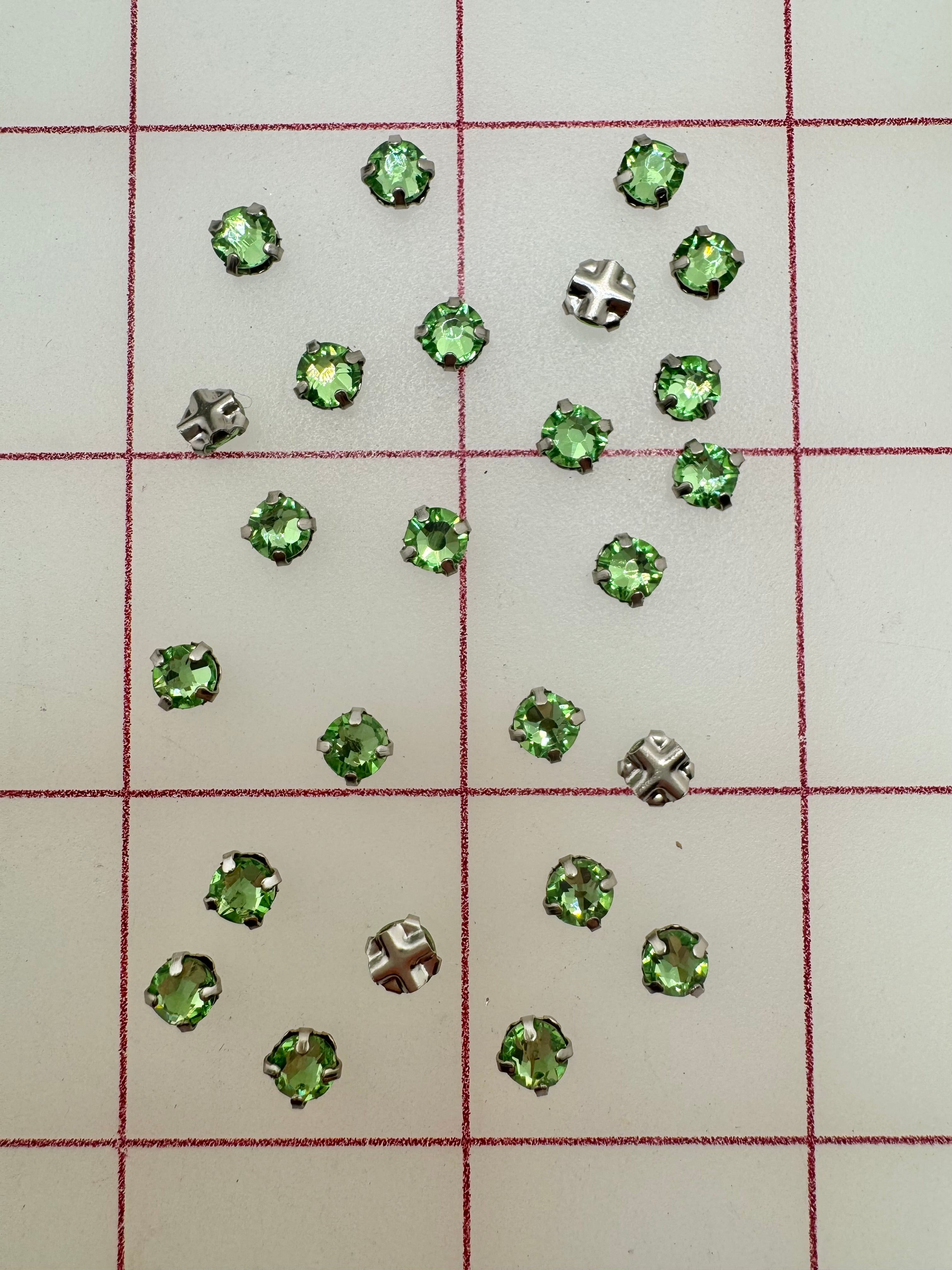 20SS Czech Bright Cut Rose Montees Peridot Rhinestones - Premium Sparkling Stones for Jewelry Making, DIY Crafts, and Fashion Accessories