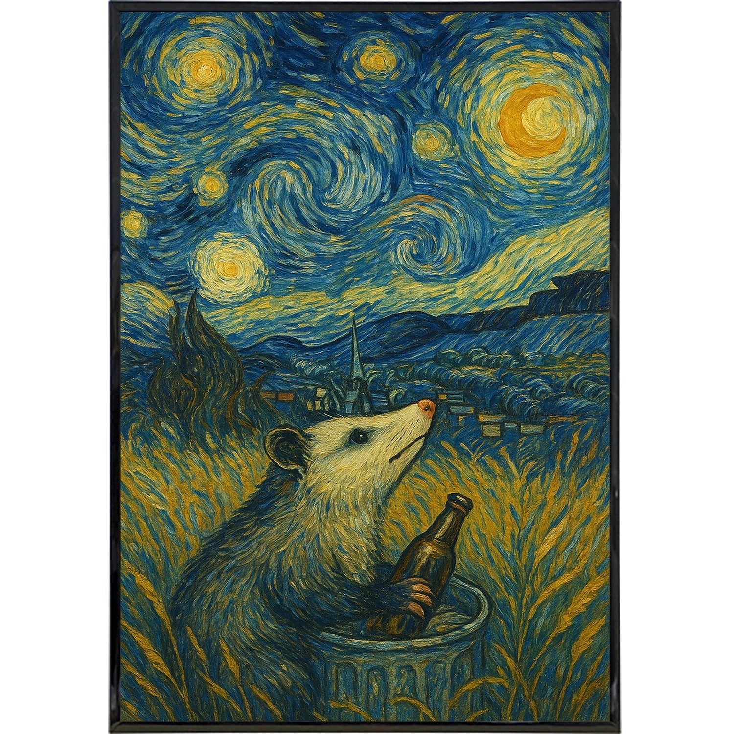 Starry Night From Another Perspective - Original Van Gogh Inspired Poster Print - Perfect for Home Decor, Office & Gift Giving