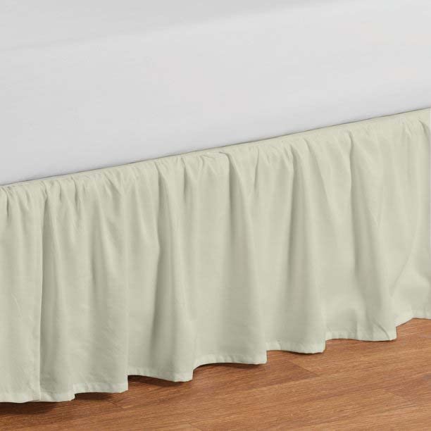 Elegant Ruffled Bed Skirt with Split Corners - 100% Soft Microfiber Dust Ruffle for Twin Beds, 21-Inch Drop, Ivory - Perfect for Guest Rooms, Master Bedrooms & Luxury Hotel Decor